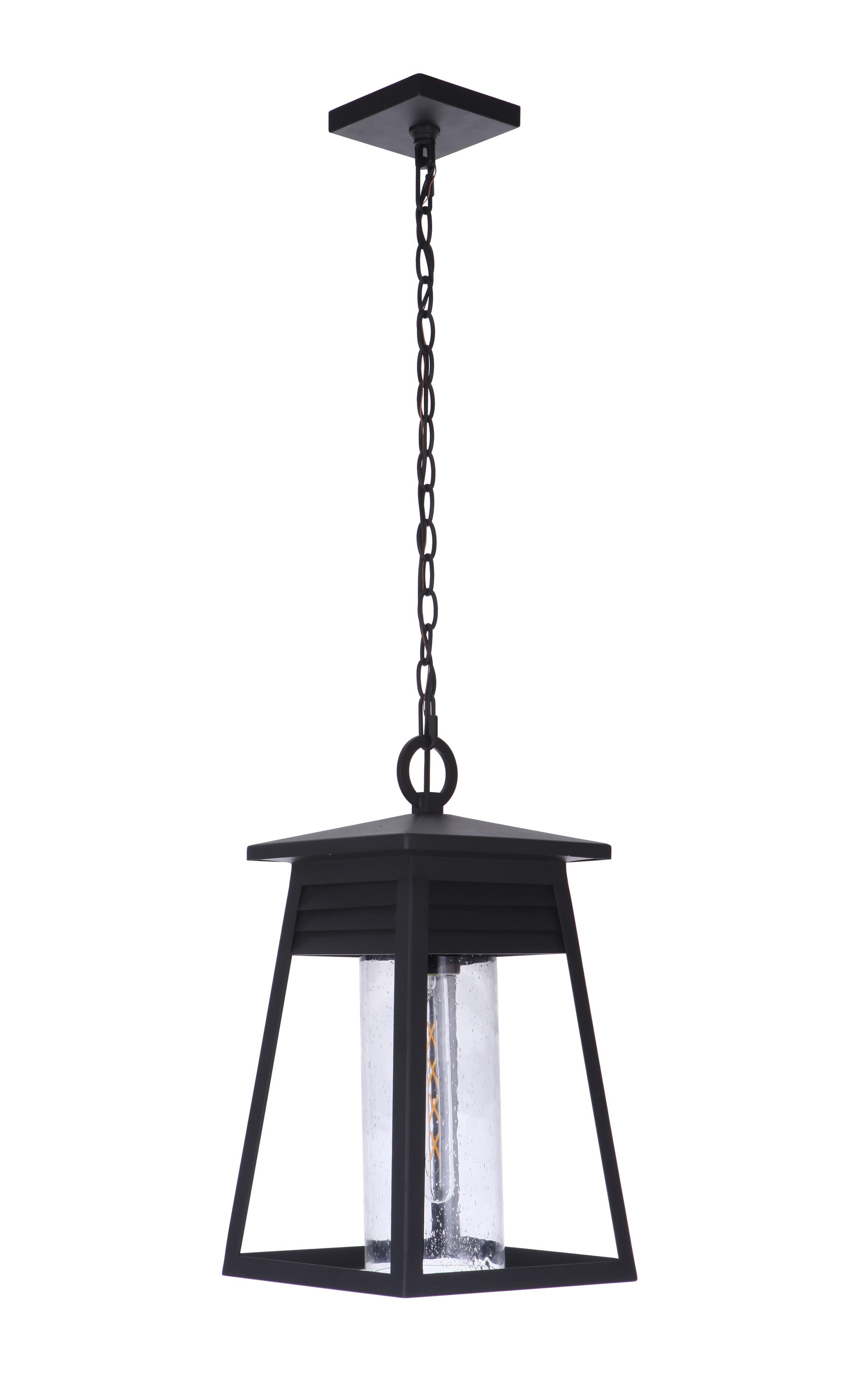 Craftmade ZA2721-TB Becca 1 -Light Textured matte black Transitional Seeded glass Square Medium Outdoor Hanging Pendant light