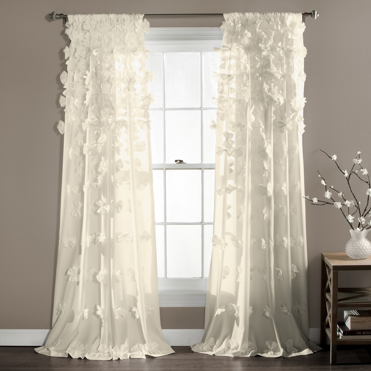 Lush Decor 16T007689 95-Inches Ivory Rod pocket Single curtain panel