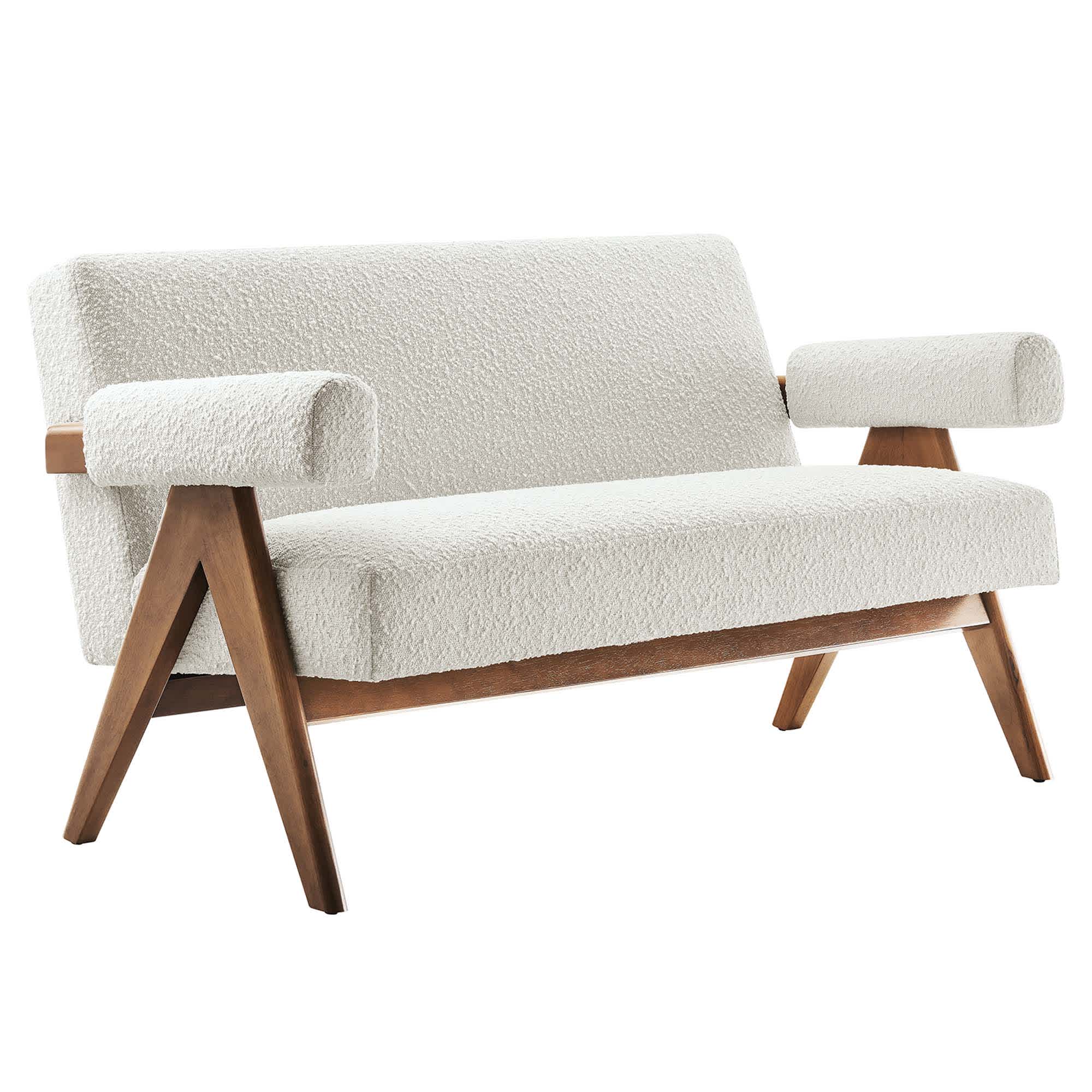 Modway  Lyra Boucle Fabric Loveseat in Ivory