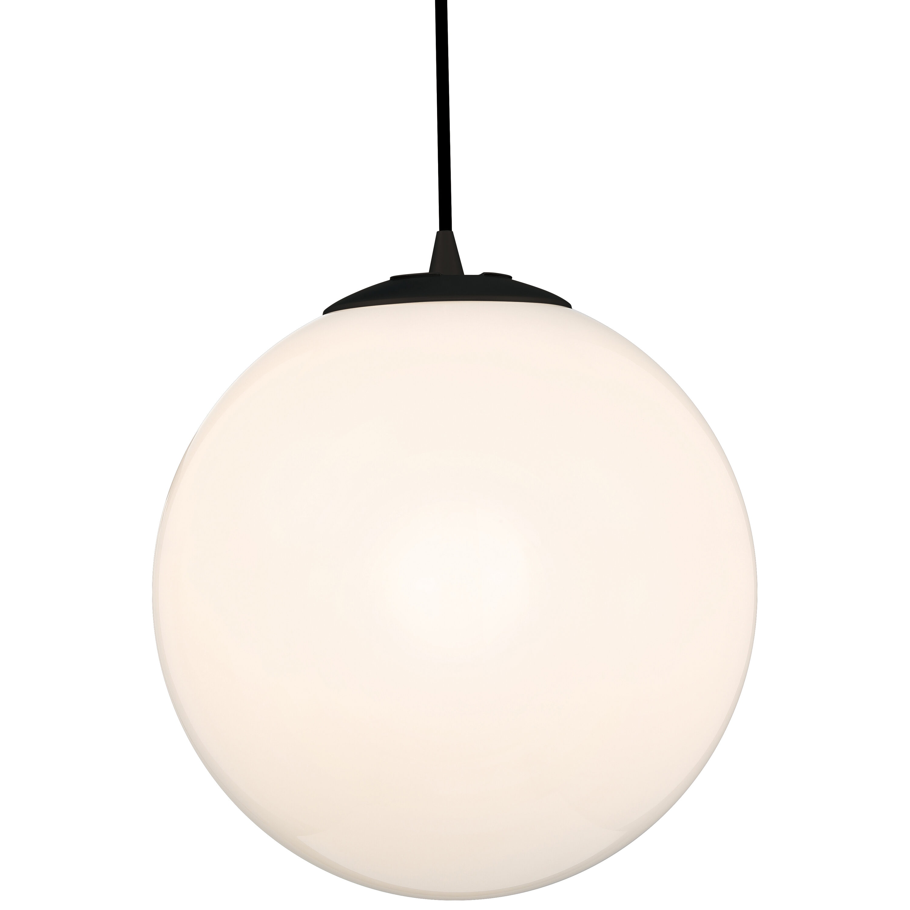 Matte Black Modern Globe Pendant Light with Opal Glass Shade