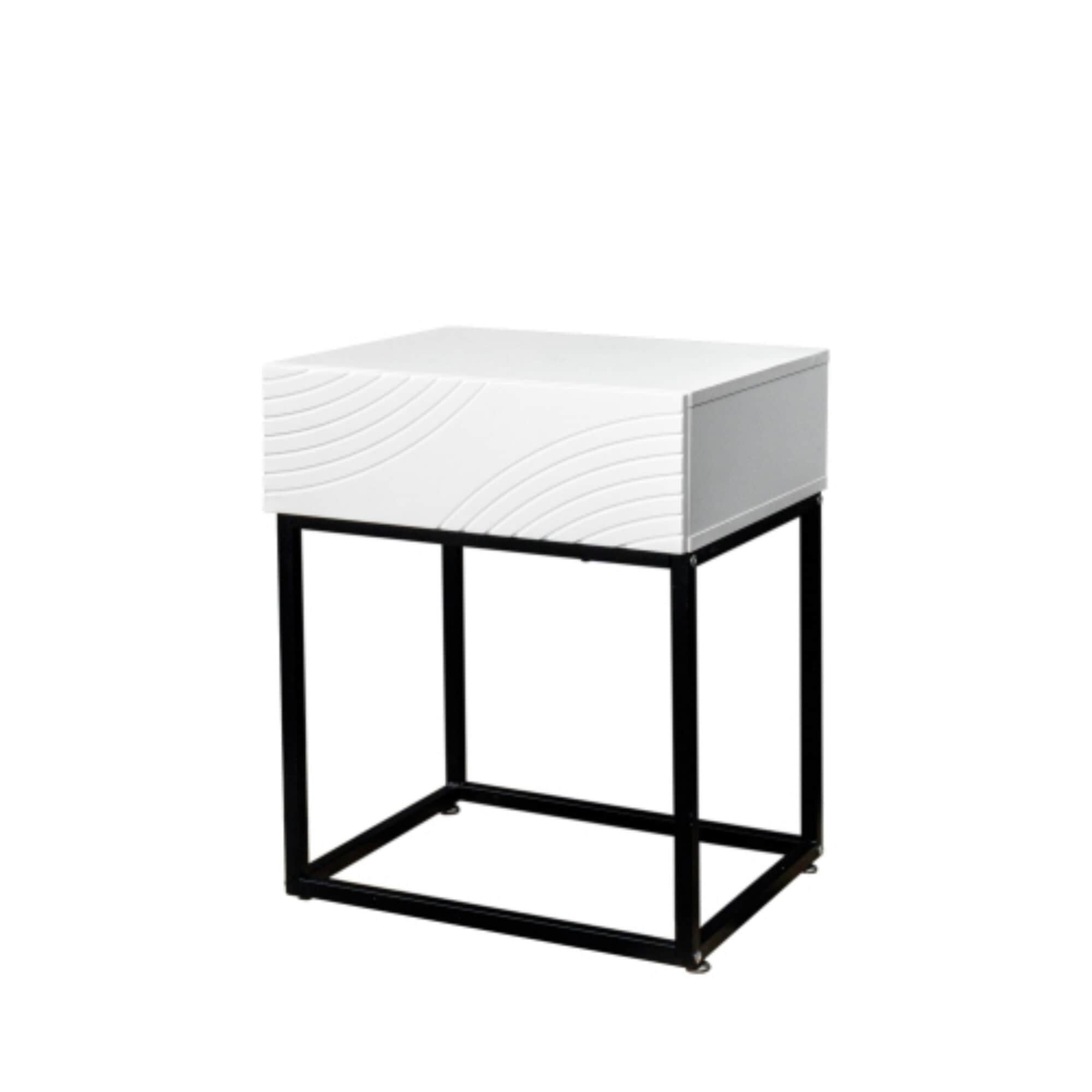 Miki Shinly RLL-0386-03MI 1-Drawer End Table 14.62-in W x 23.62-in H Black and White Wood Rectangular Modern End Table with Storage Assembly Required
