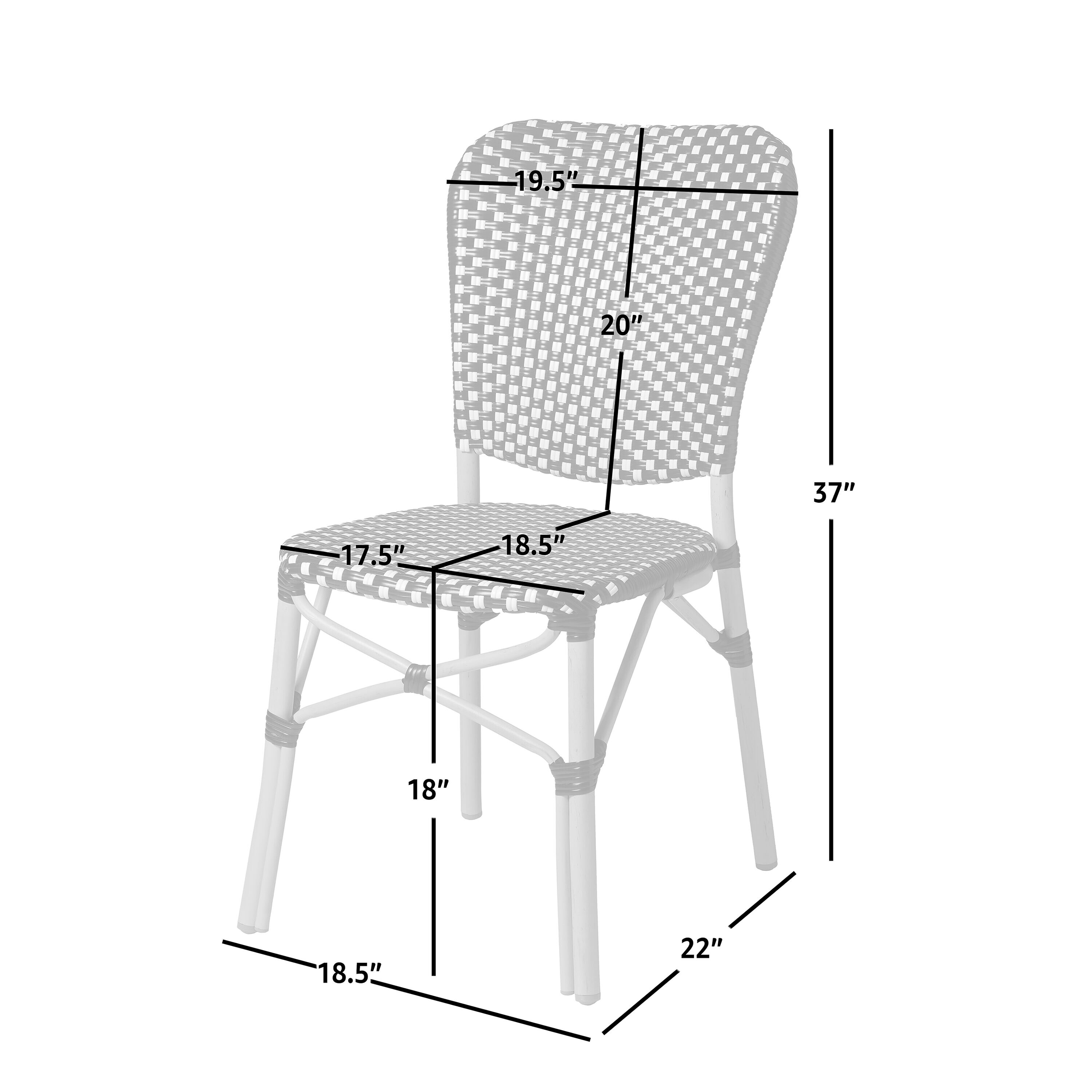 Orsay Black and White Wicker Bistro Chair Set