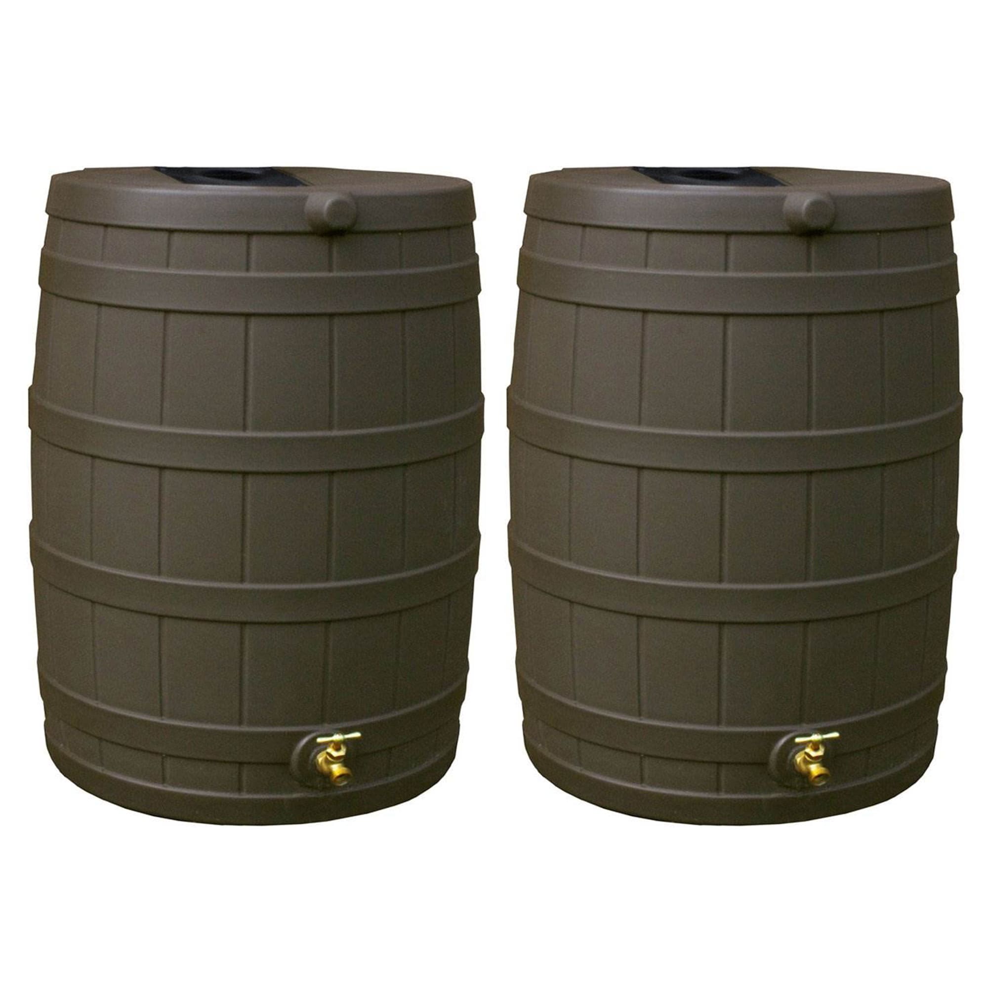 Good Ideas 393836 40-Gallon Brown Plastic Rain Barrel Spigot