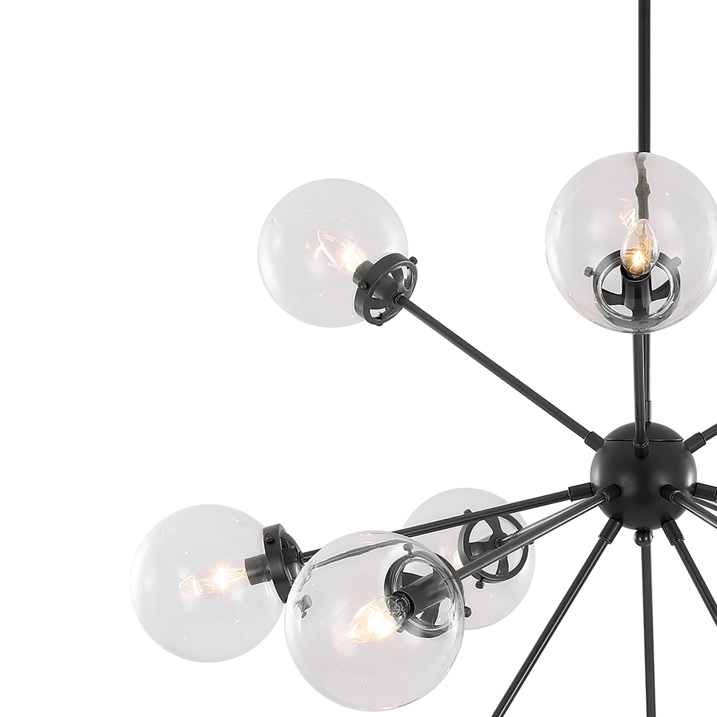 Matte Black 12-Light Sputnik Chandelier with Glass Globes