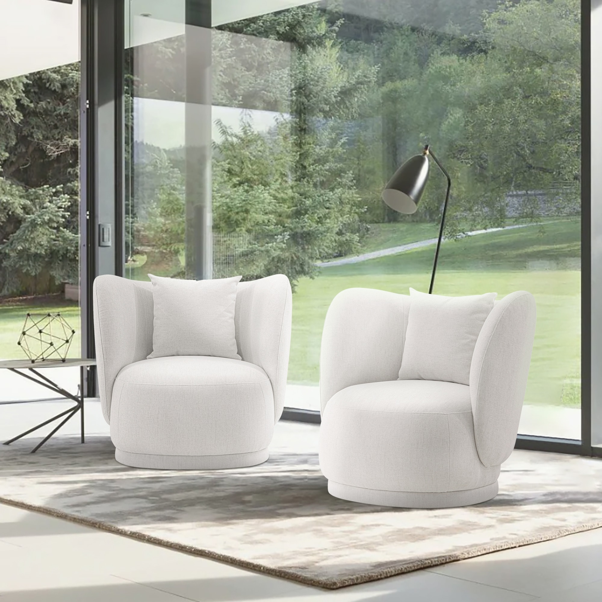 Manhattan Comfort 2-AC057-CR 2 Modern Cream Linen Accent Chair