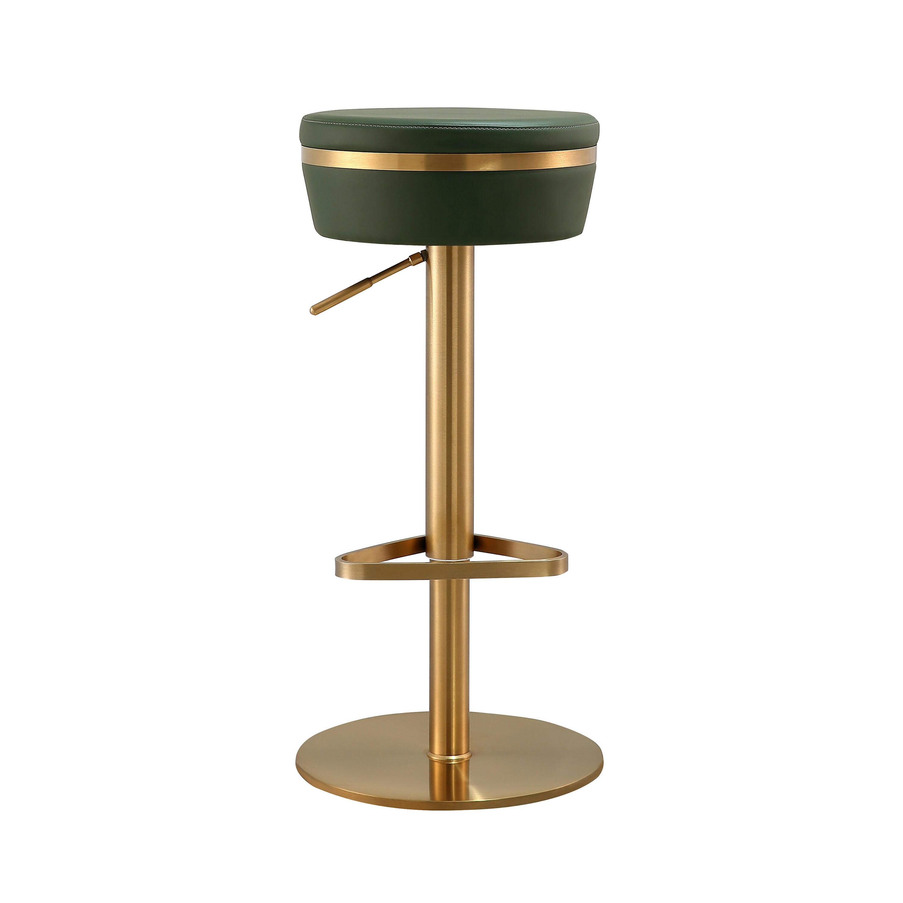 Malachite Green and Gold Adjustable Swivel Stool with Vegan Leather