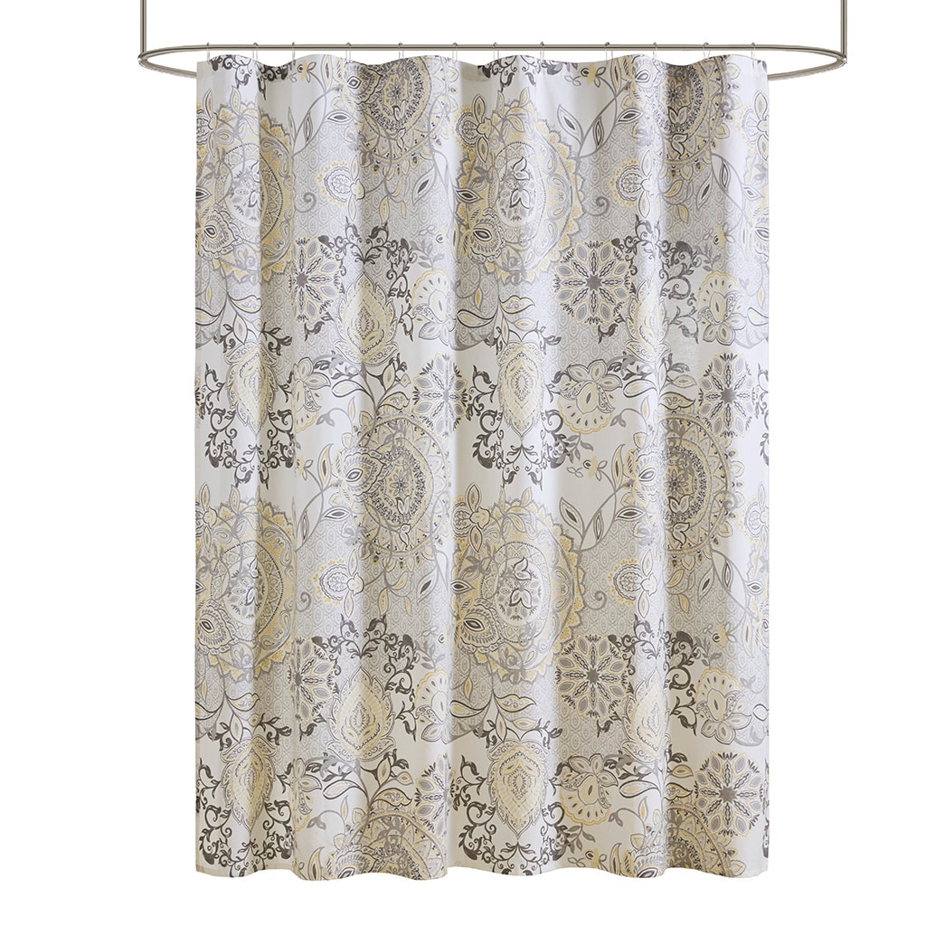 Gracie Mills  Leo Floral Printed Lightweight Cotton Shower Curtain