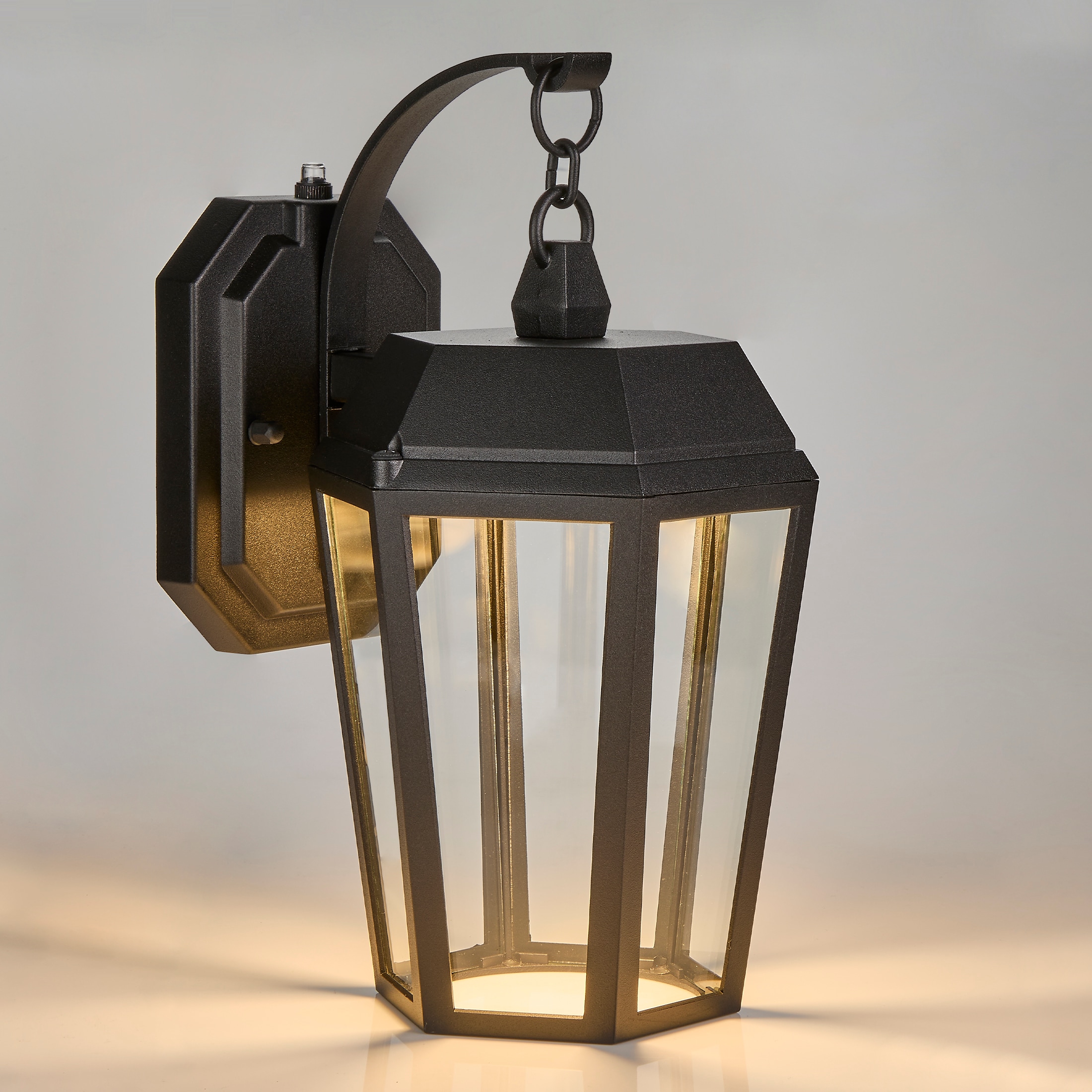 Maxxima Outdoor 12 In H Matte Black Dusk To Dawn Integrated Led Outdoor Wall Light In The