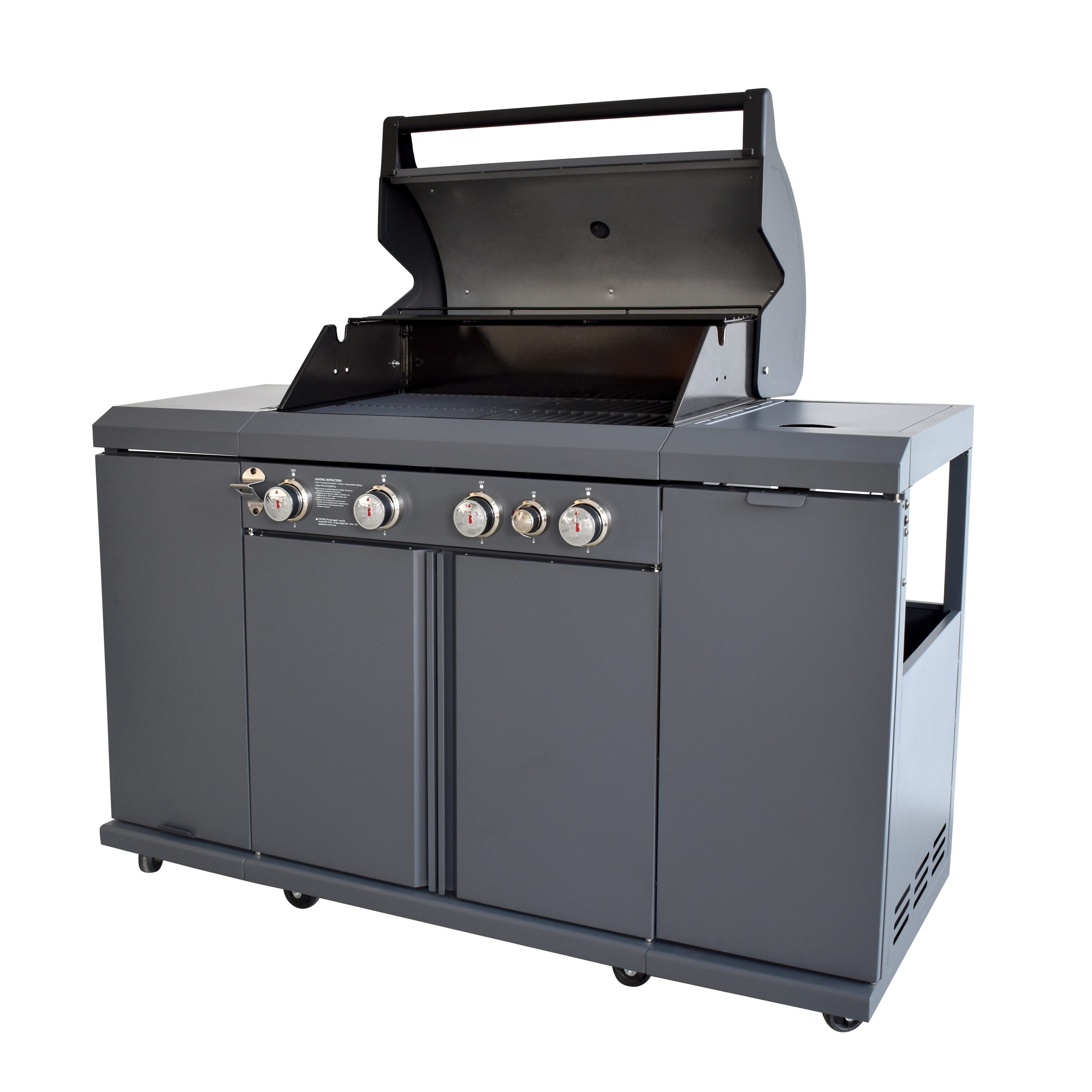 Brand Man Grills Rustler2 5438131 Gray 4 Burner Liquid Propane And Natural Gas Grill With 1 Side