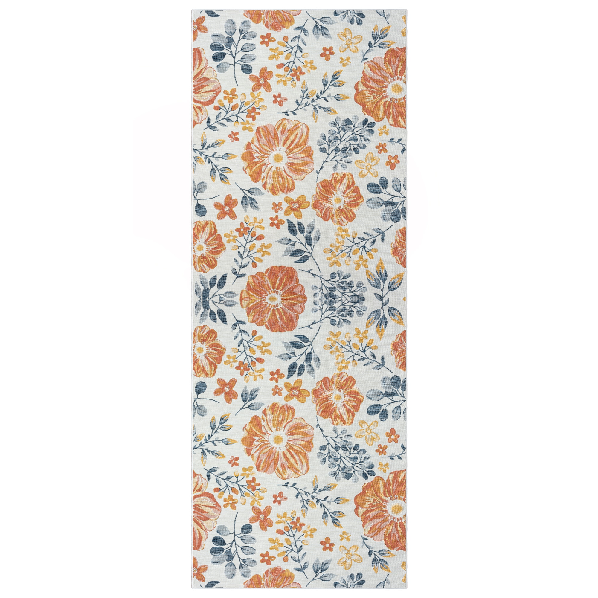 LR Home 9525A4590304J8 Beacon 2 x 8 (ft) Loomed Polypropylene Blue/Ivory Rectangular Indoor/Outdoor Floral/Botanical Area rug