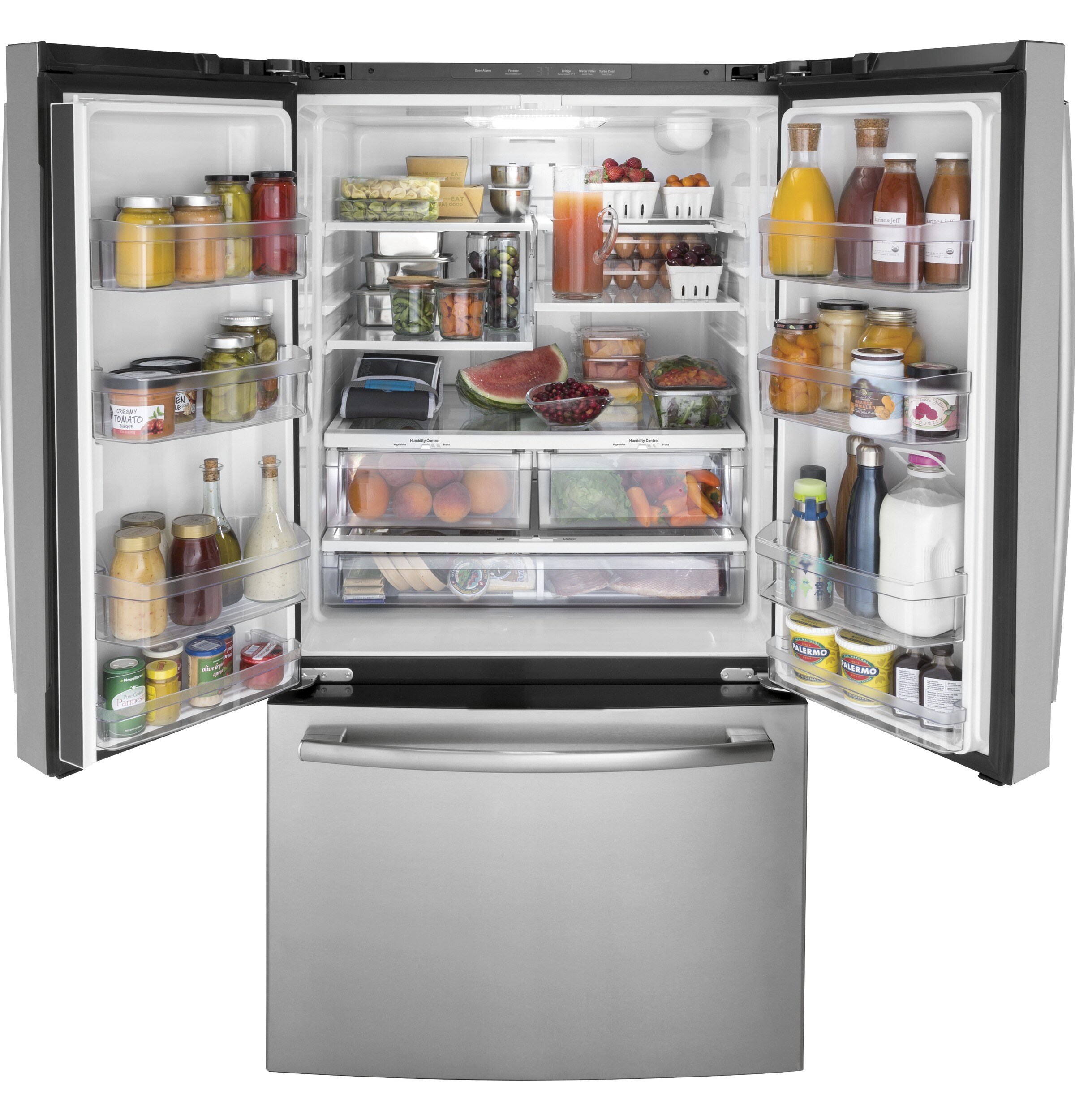 GE 27-cu ft French Door Refrigerator with Ice Maker and Water dispenser (Fingerprint-resistant Stainless Steel) ENERGY STAR