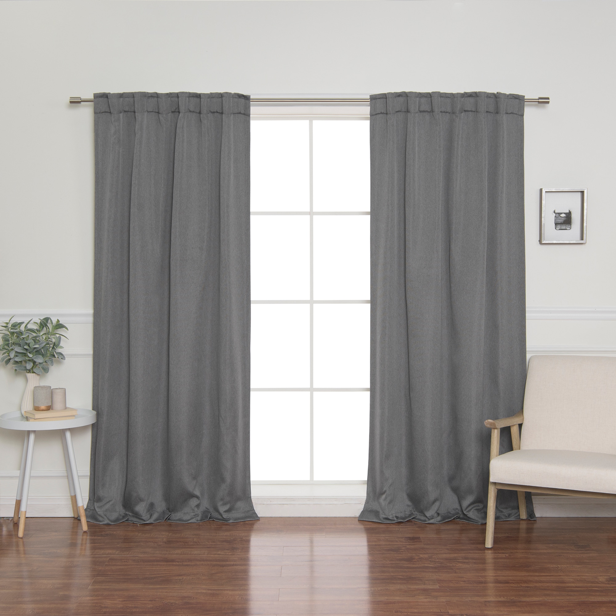 Best Home Fashion JC-06-BAK-84-DK.GREY 84-Inches Dark Grey Blackout Back tab Curtain panel pair