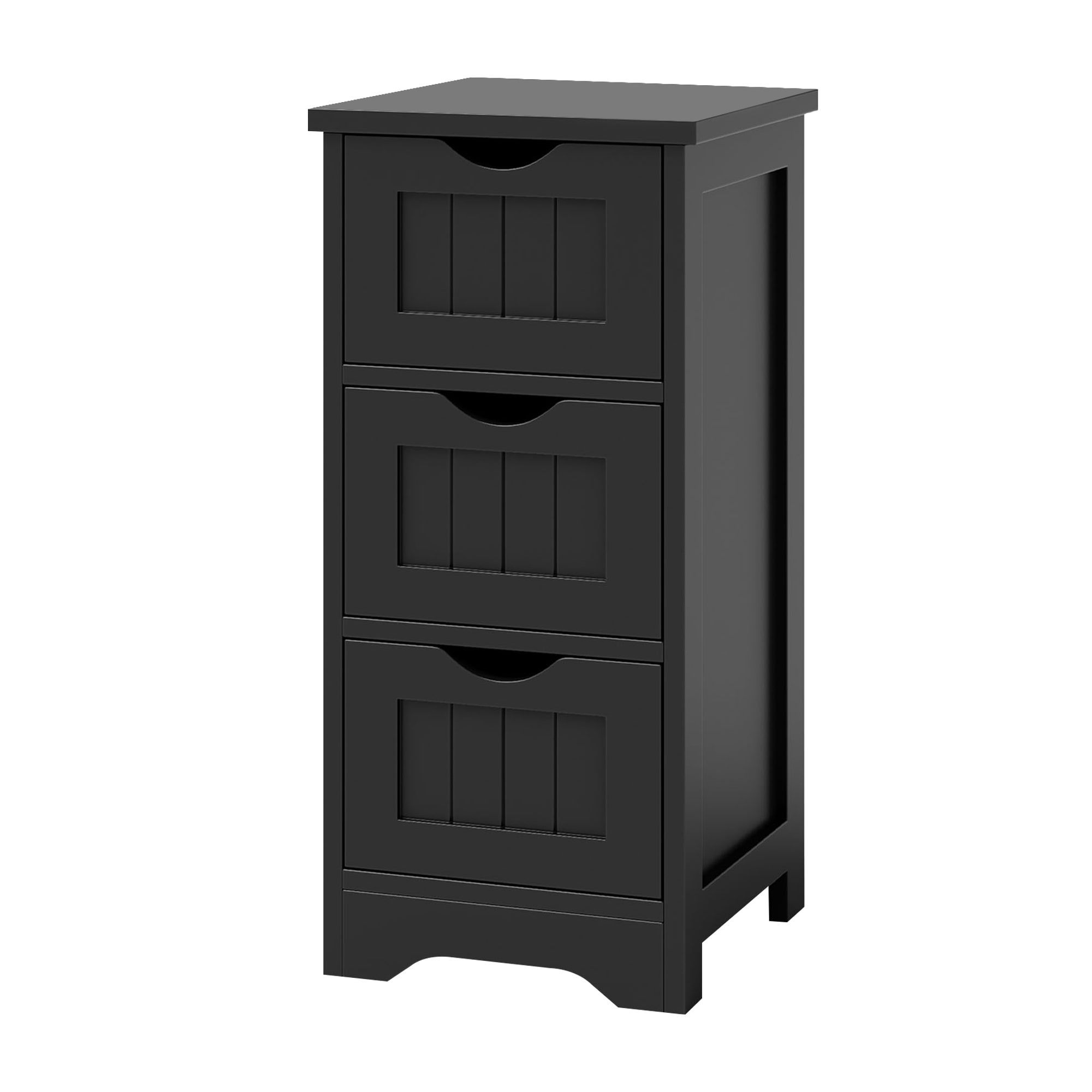 WELLFOR OUJ66968BK 12-in x 25-in x 12-in Black Freestanding Linen Cabinet