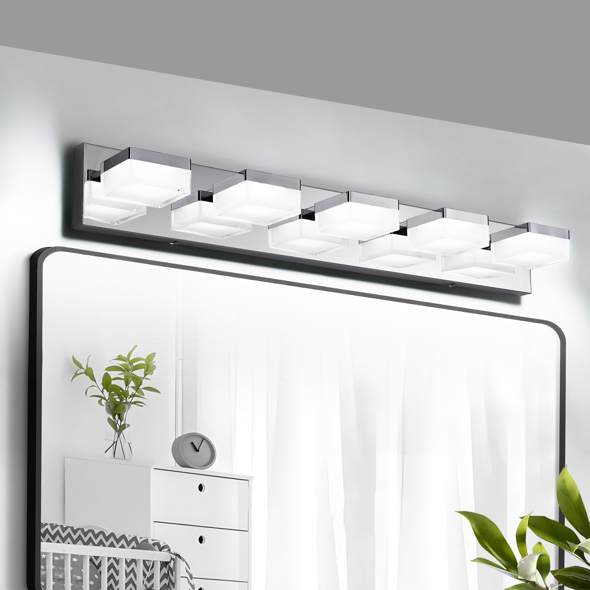 Forclover Vanity Light 32-in 5 Light Chrome Integrated LED Modern/contemporary Bathroom Vanity light bar