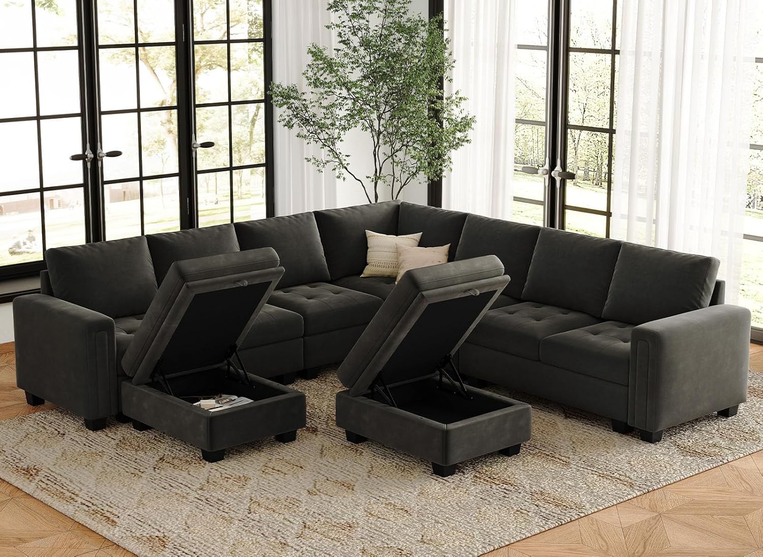 Belffin BF067-A2B2CD2E-GRAY futons - View #3