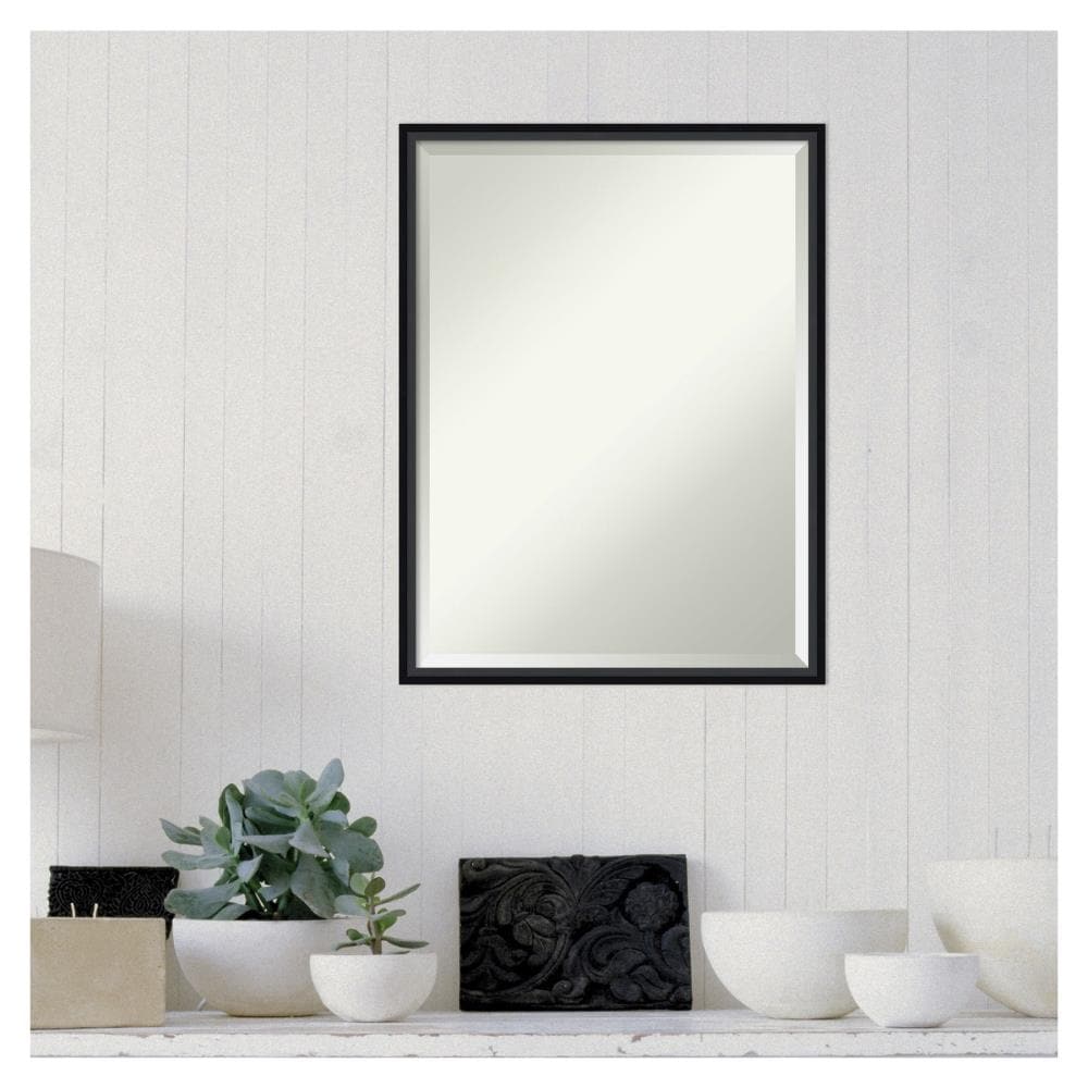 Lucie Black Beveled Wood Rectangular Wall Mirror