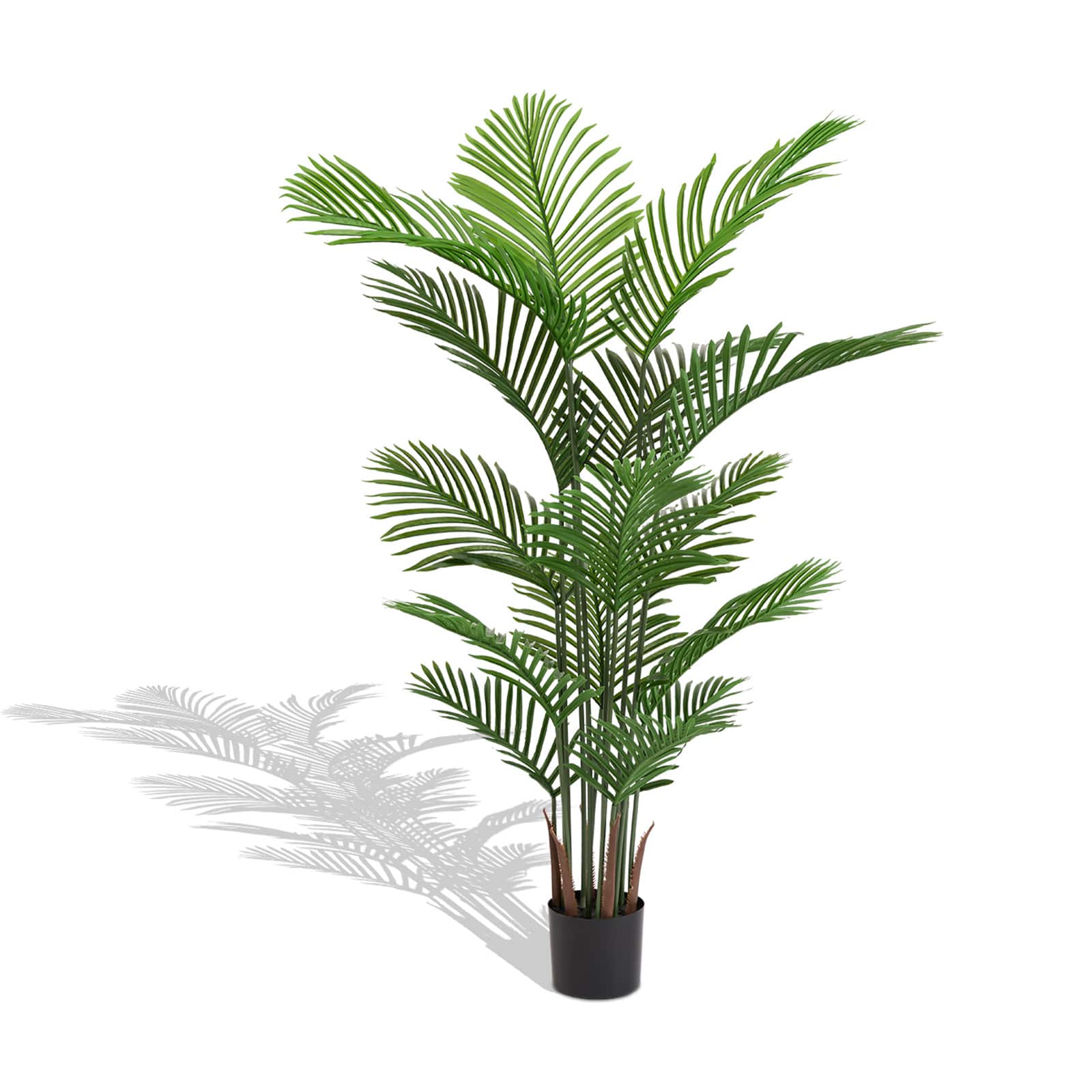 Vynxaria LEXY1294-DJZW-RZS044 63in Artificial Areca Palm Tree Set of 2 in Pot Green Plastic Foliage Indoor Outdoor Tropical Decor UV Resistant