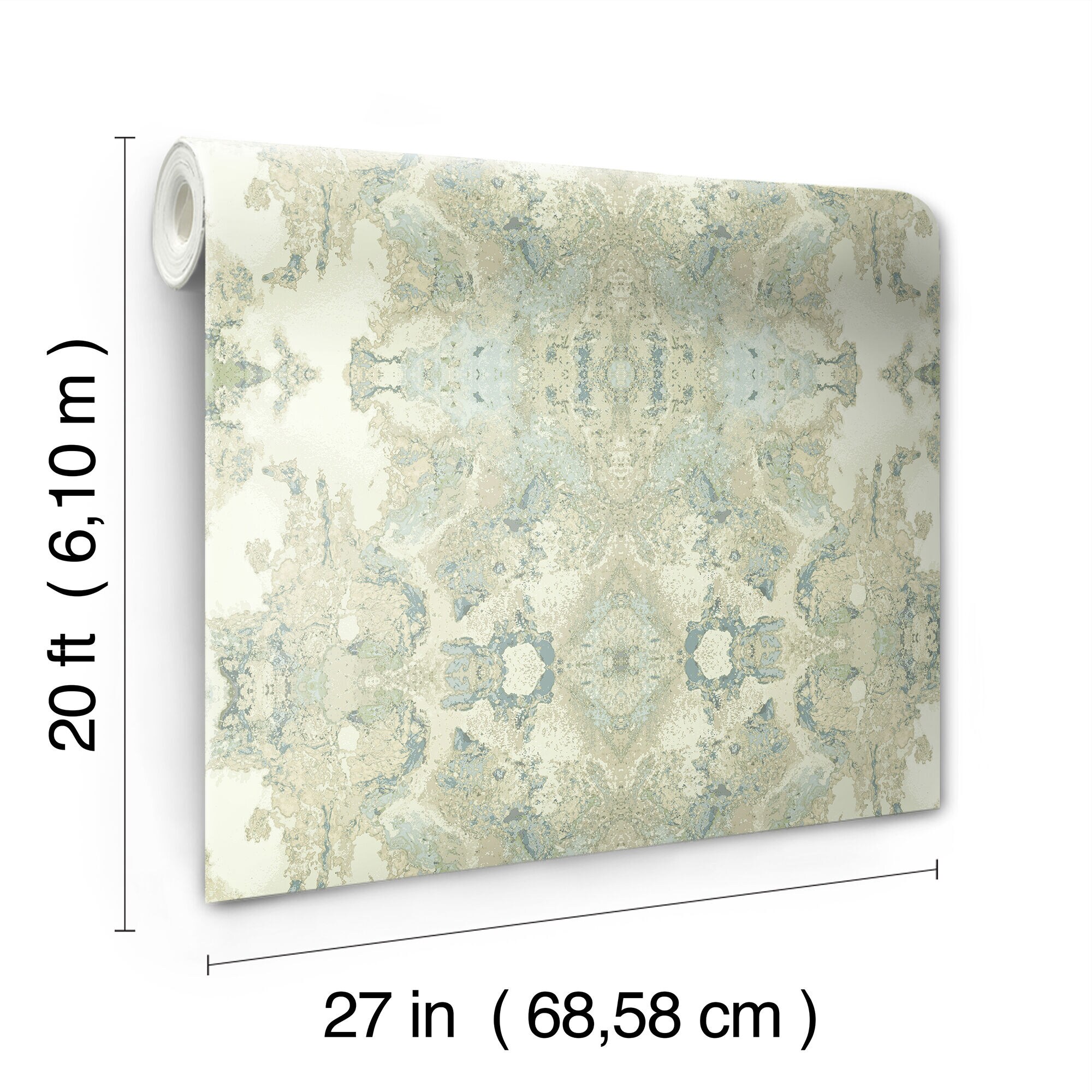 Spa Blue and Green Grasscloth Peel and Stick Wallpaper