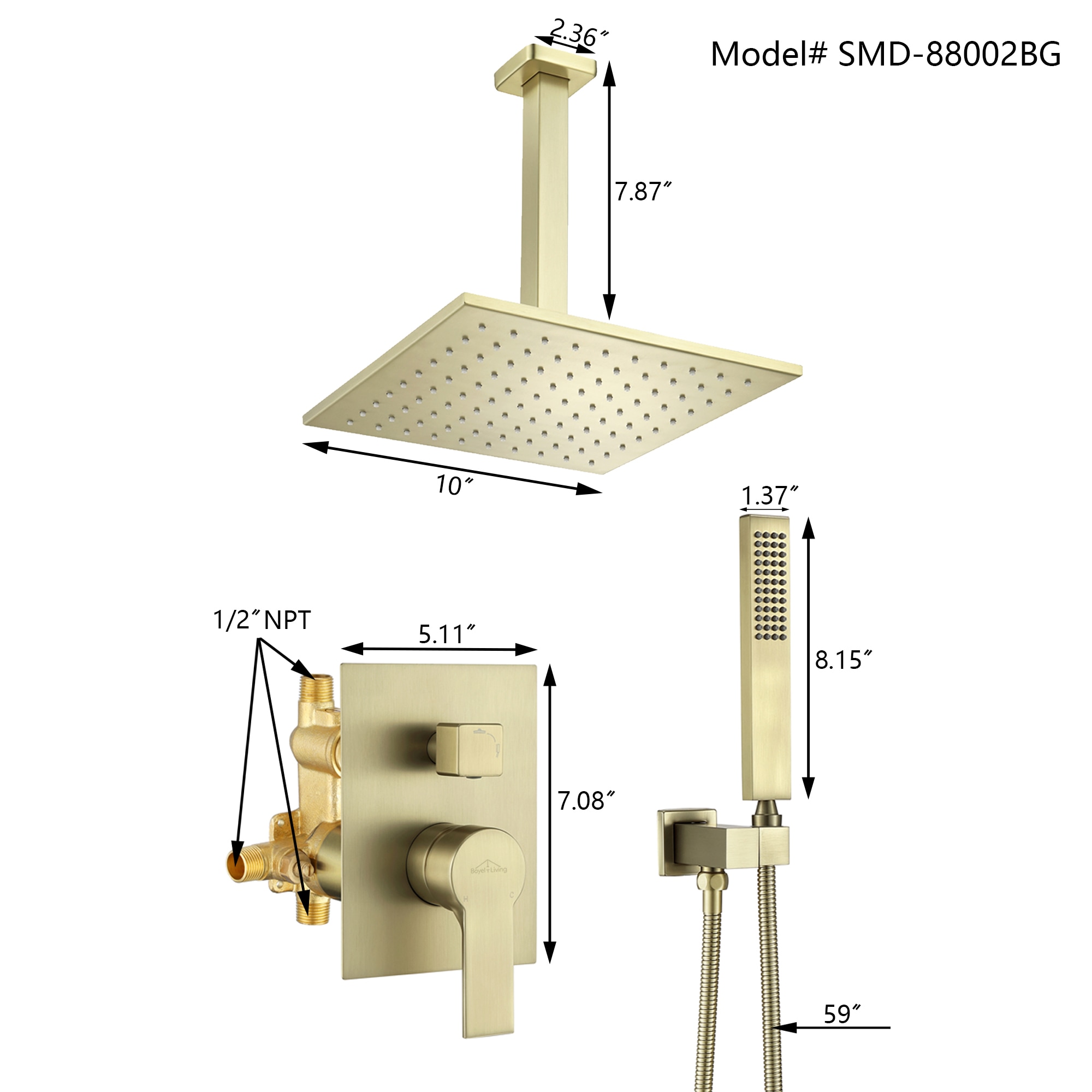 CASAINC WF-N96101CP-10 Showerhead-Bar-Panels - View #8