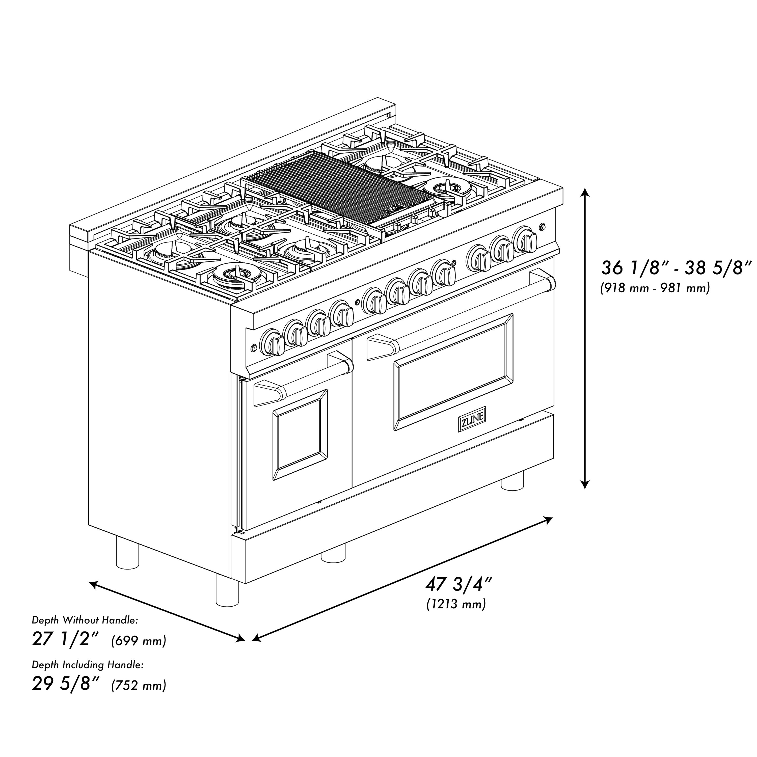 ZLINE KITCHEN & BATH RASZ-BLM-48-G Double-Dual-Fuel-Ranges - View #16
