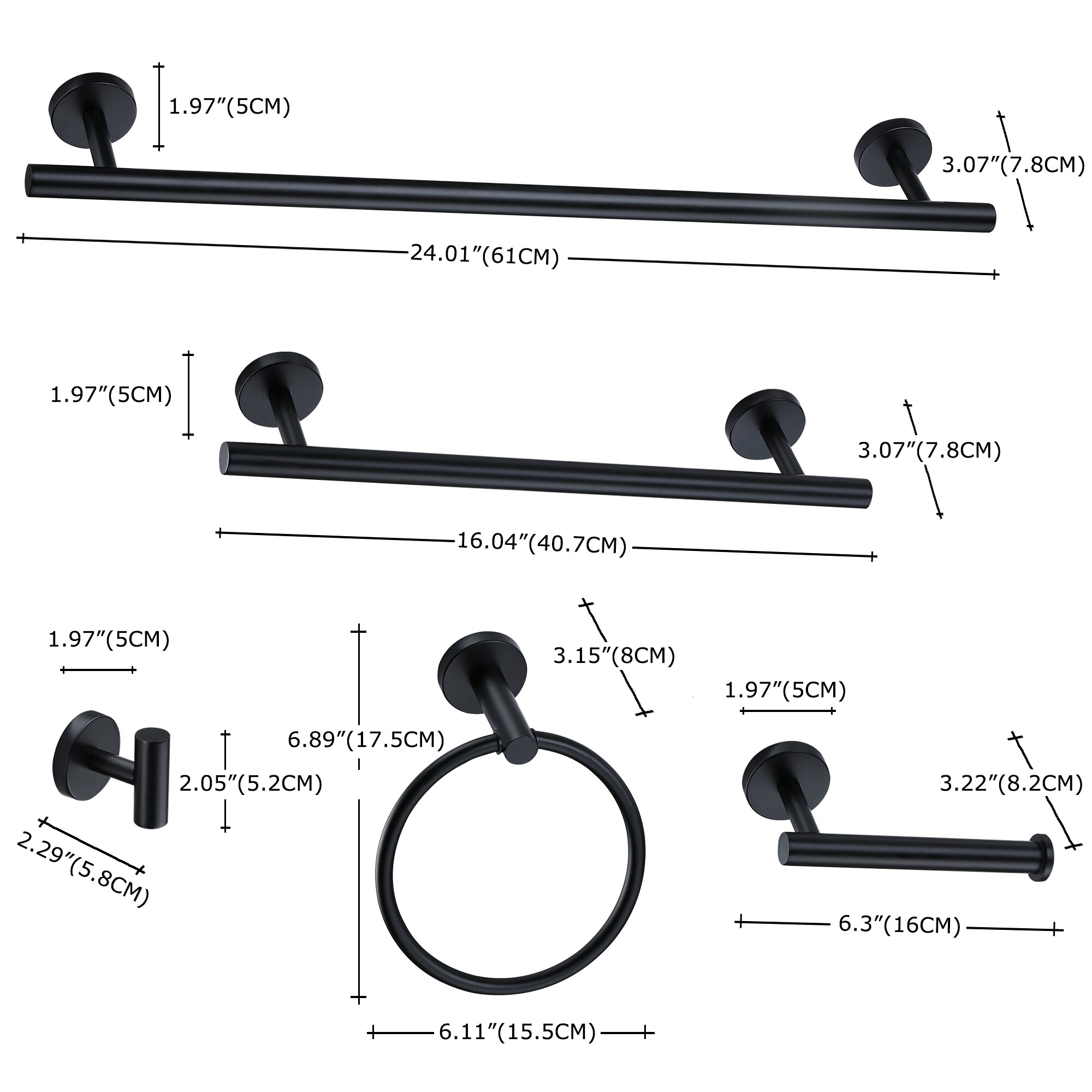 FAYMART LIGHTING FLB2416989-TB-BK Decorative-Bath-Hardware-Kits - View #2