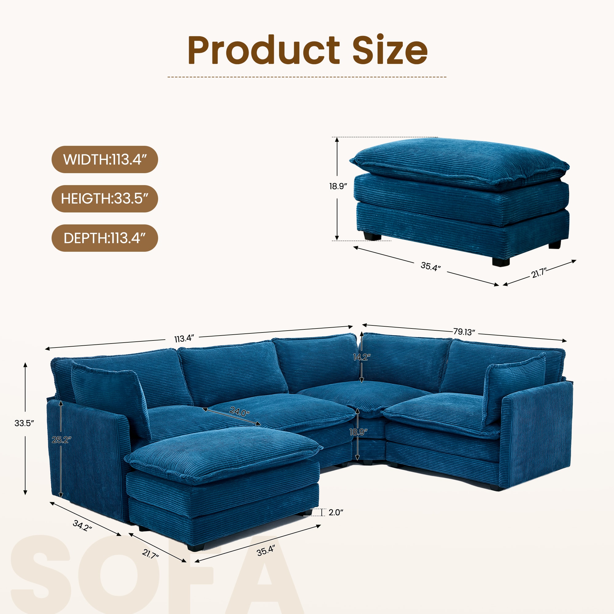 VOUA SAF-XNECW3-GD Sofas-Loveseats - View #3