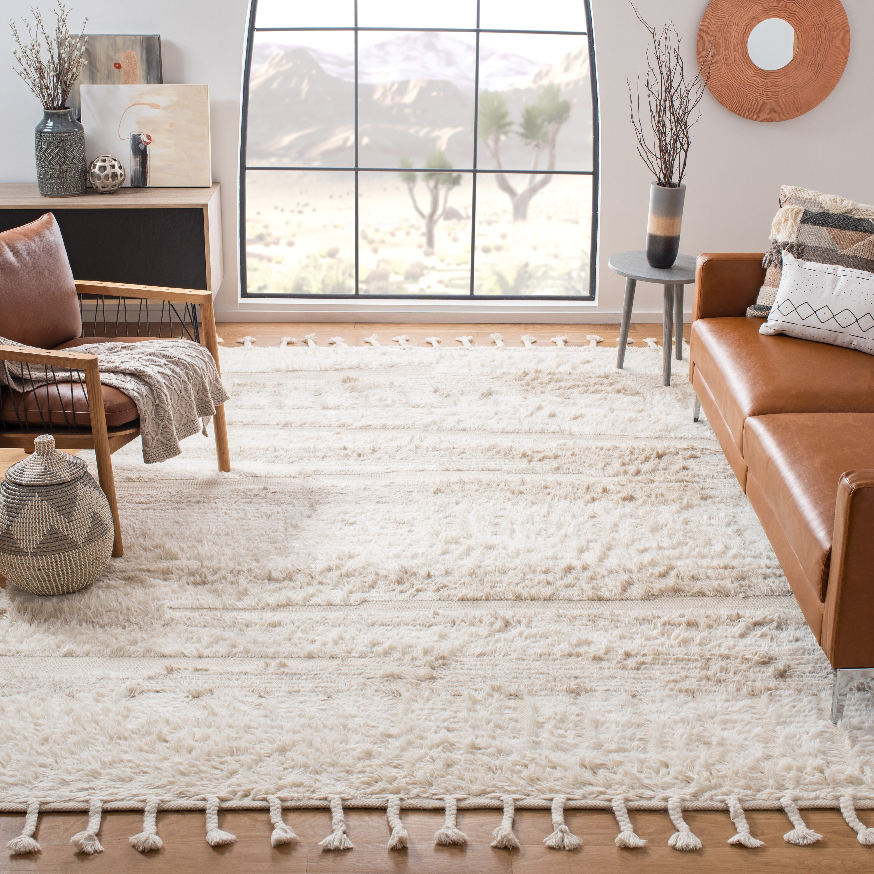 Kenya 958 Ivory/Beige Shag / Flokati 10Ft x 14Ft Large Rectangle Rug