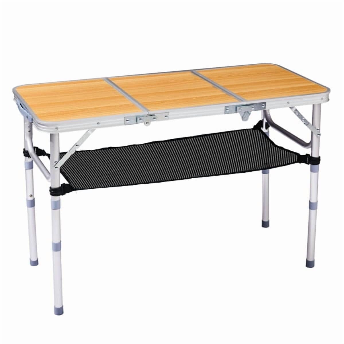 Kazeila 78861830-SYFWN006 Folding Camping Table 3 Adjustable Heights  Mesh Shelf  110lb Capacity  for Camping Picnics Beach Patio