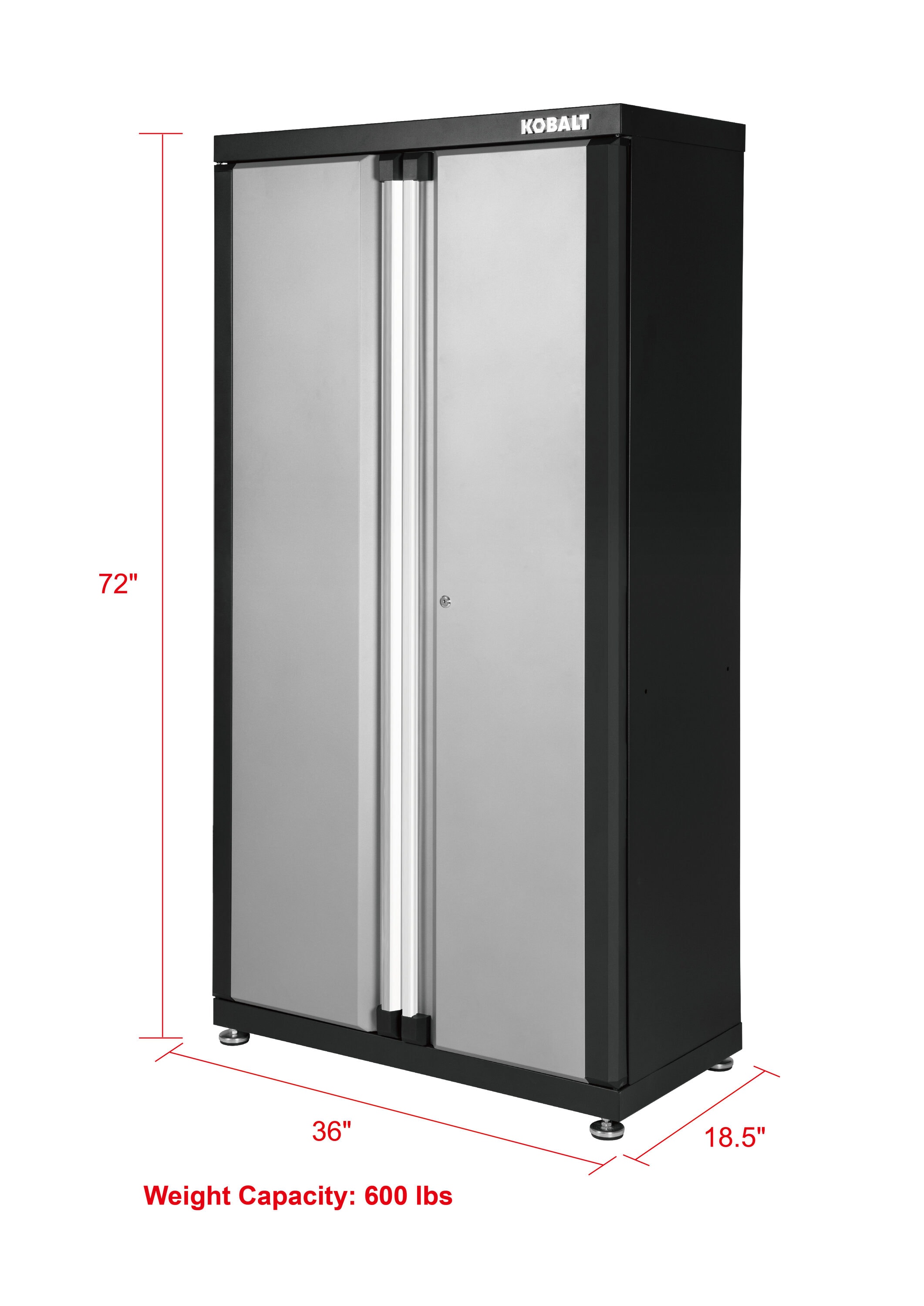 Kobalt Steel Freestanding Garage Cabinet in Silver (36-in W x 72-in H x ...