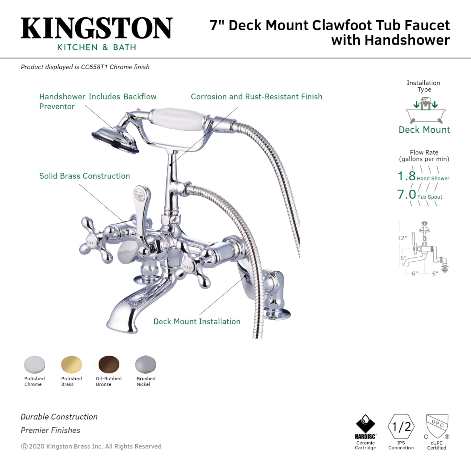 Kingston Brass WLCC657T2 Roman-Tub-Faucets - View #2