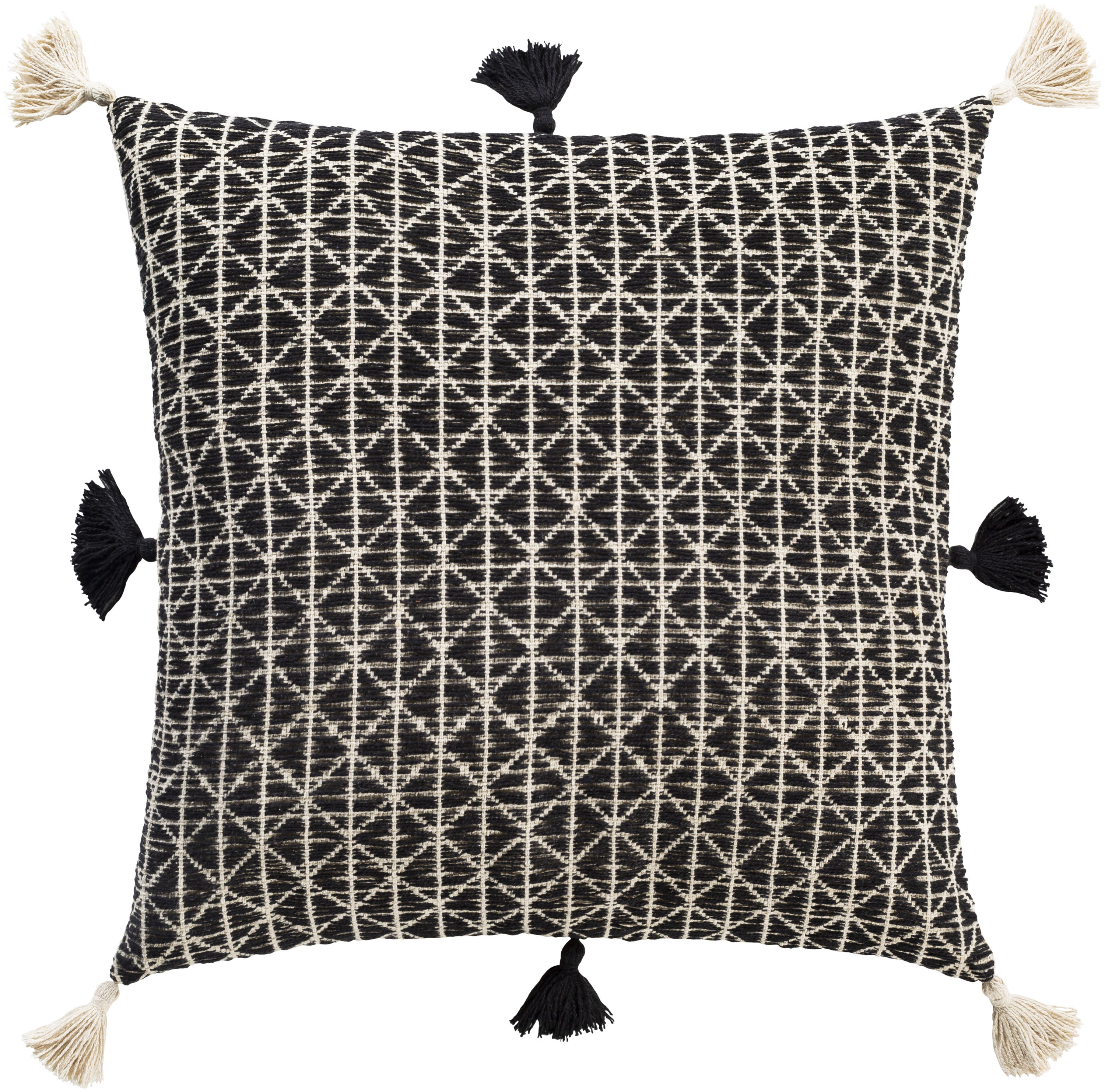 Surya JTI002-2222D Justine 22-in x 22-in Black Indoor Decorative Pillow