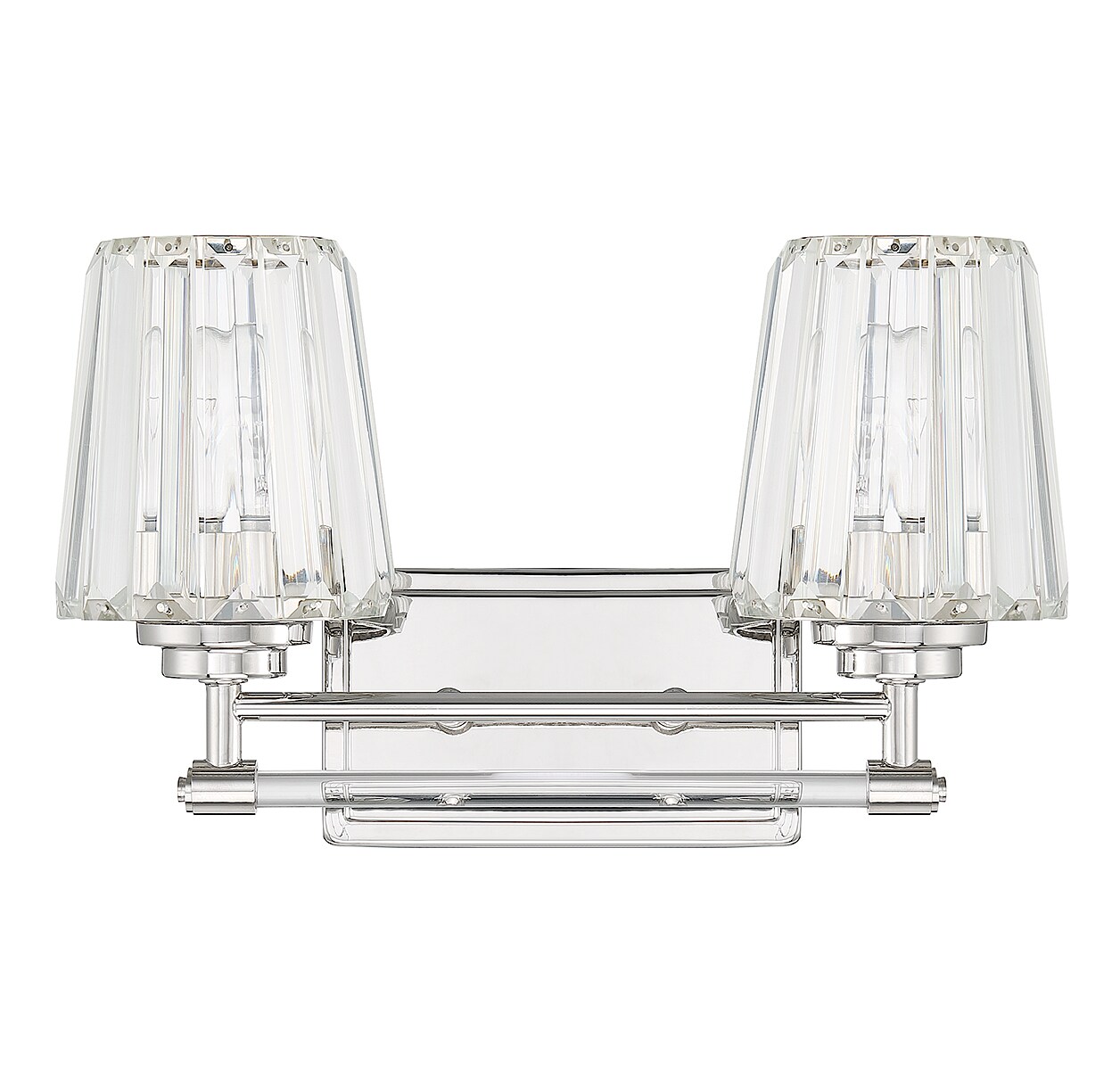 Polished Nickel 2-Light Vanity with Clear Crystal Shades