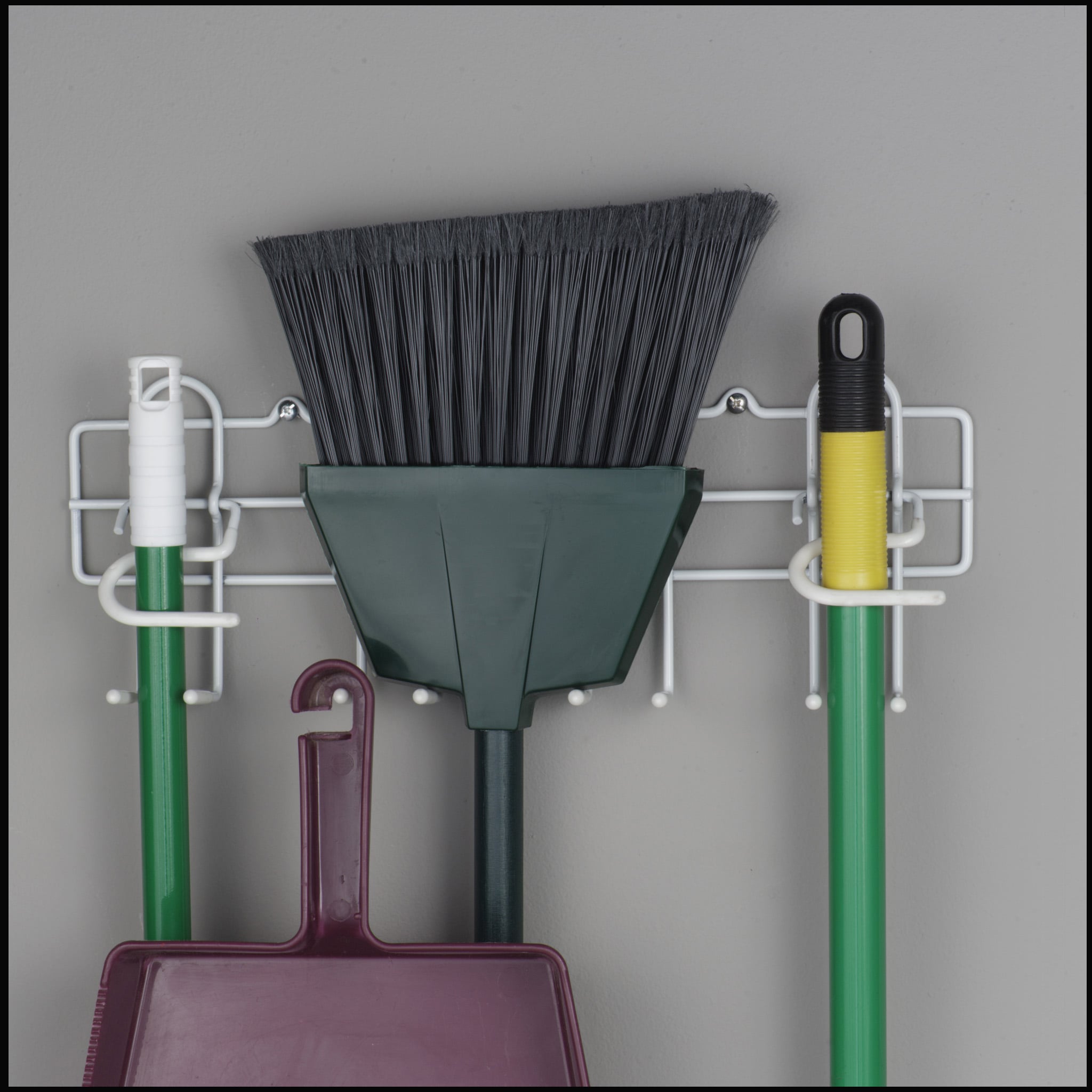 Style Selections 16-in W x 5.88-in H 1-Tier Cabinet-mount Metal Mop and Broom  Holder in the Cabinet Organizers department at