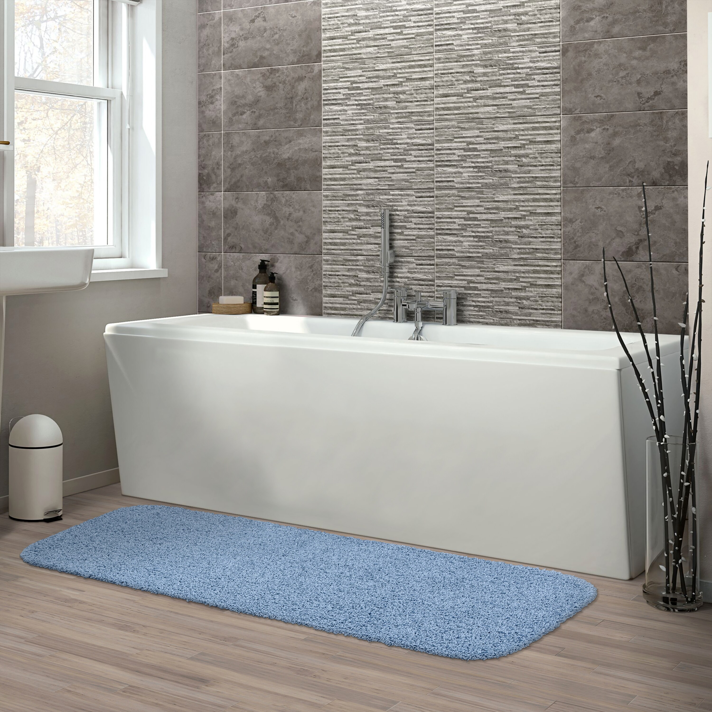 Garland Rug BA110W022060J4 Jazz 29-in x 67-in Basin Blue Nylon Bath runner