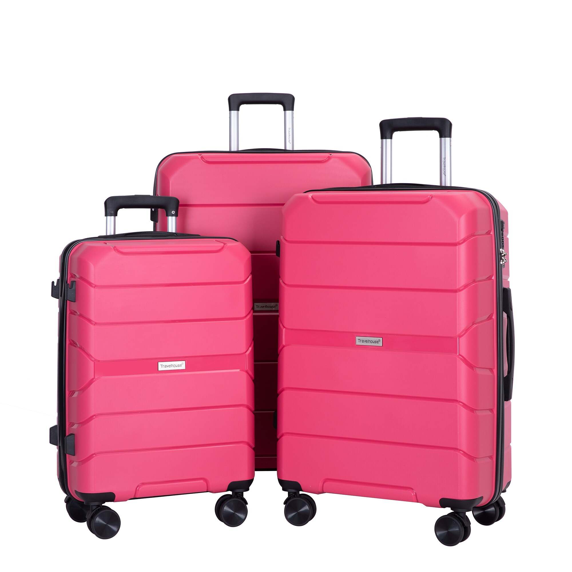 SINOFURN SYD9400007RD 18.7x12.2x30.5 Rose Plastic Hardshell Suitcase set 3 -Bag