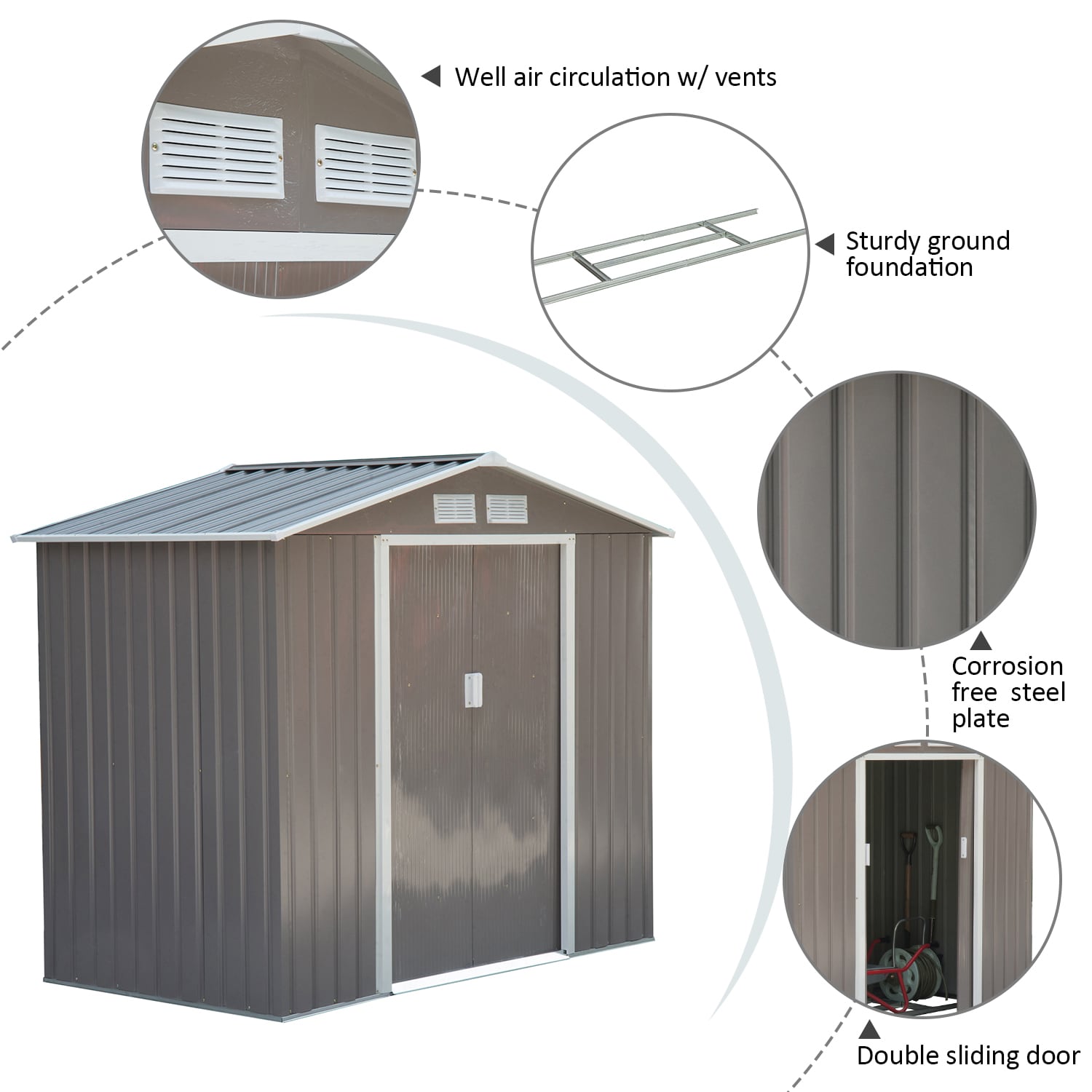 Outsunny 845-030GY Metal-Storage-Buildings-Sheds - View #4