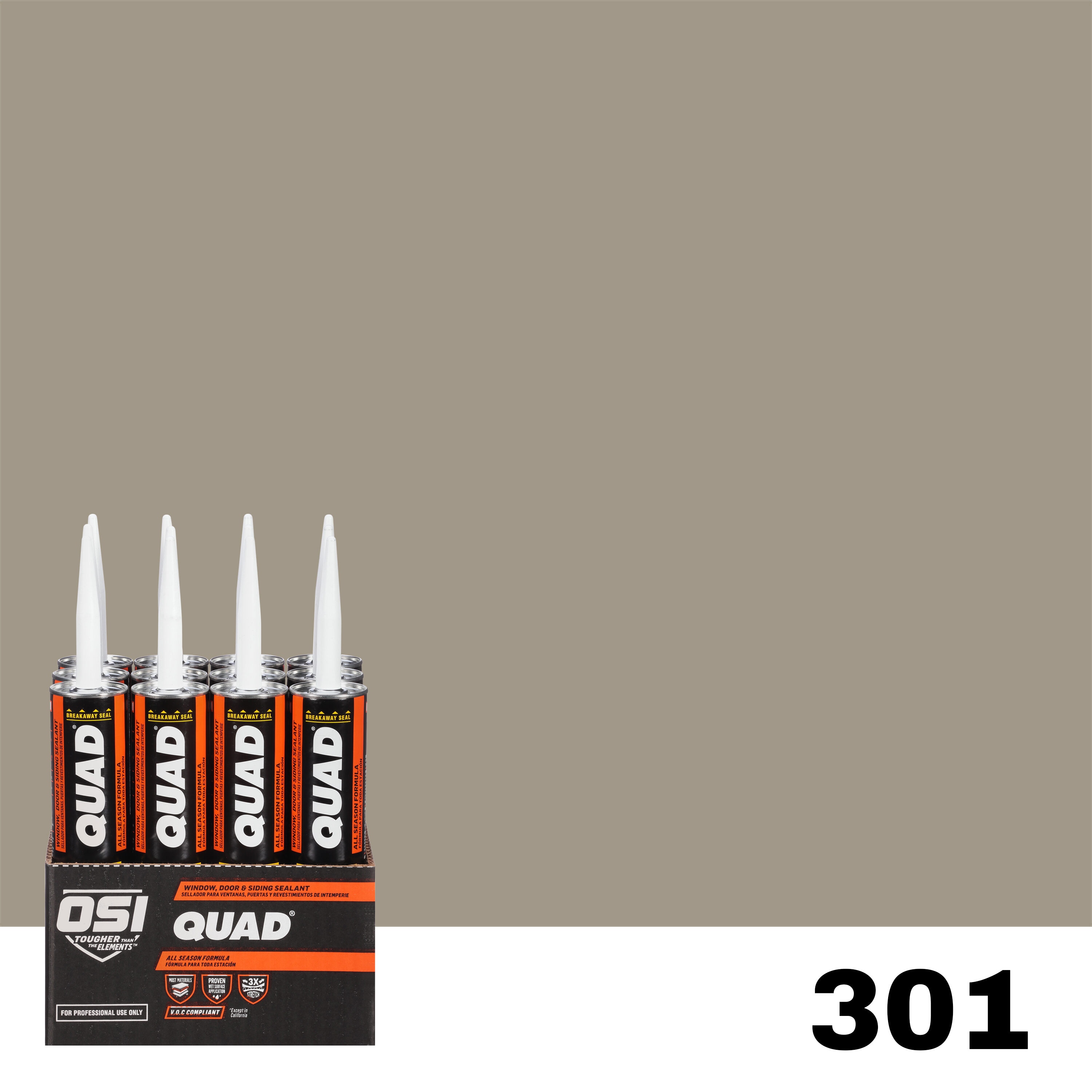 OSI 1637204.CP Quad 12 -Pack 10-oz Window door Clay 301 Paintable Solvent Caulk