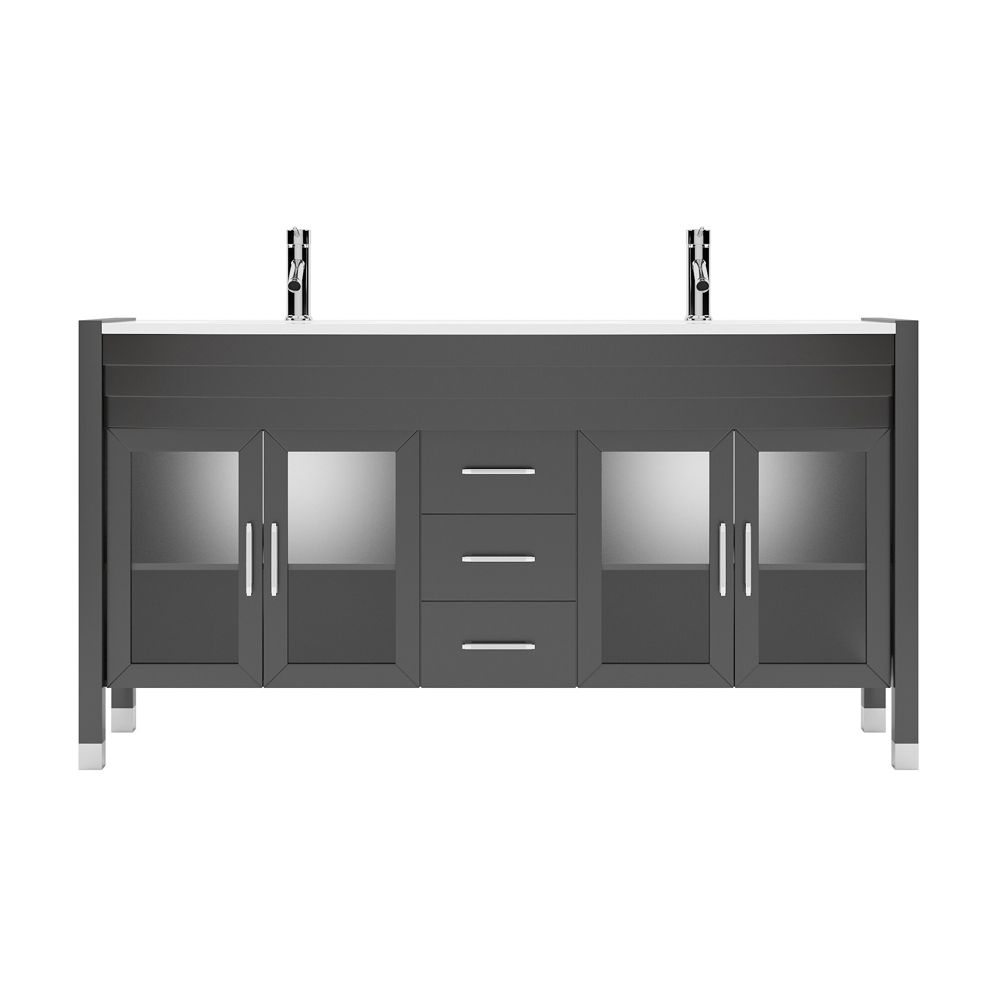 Virtu USA MD-499-S-ES-NM Ava 63-in Espresso Undermount Double Sink Bathroom Vanity with White Engineered Stone Top