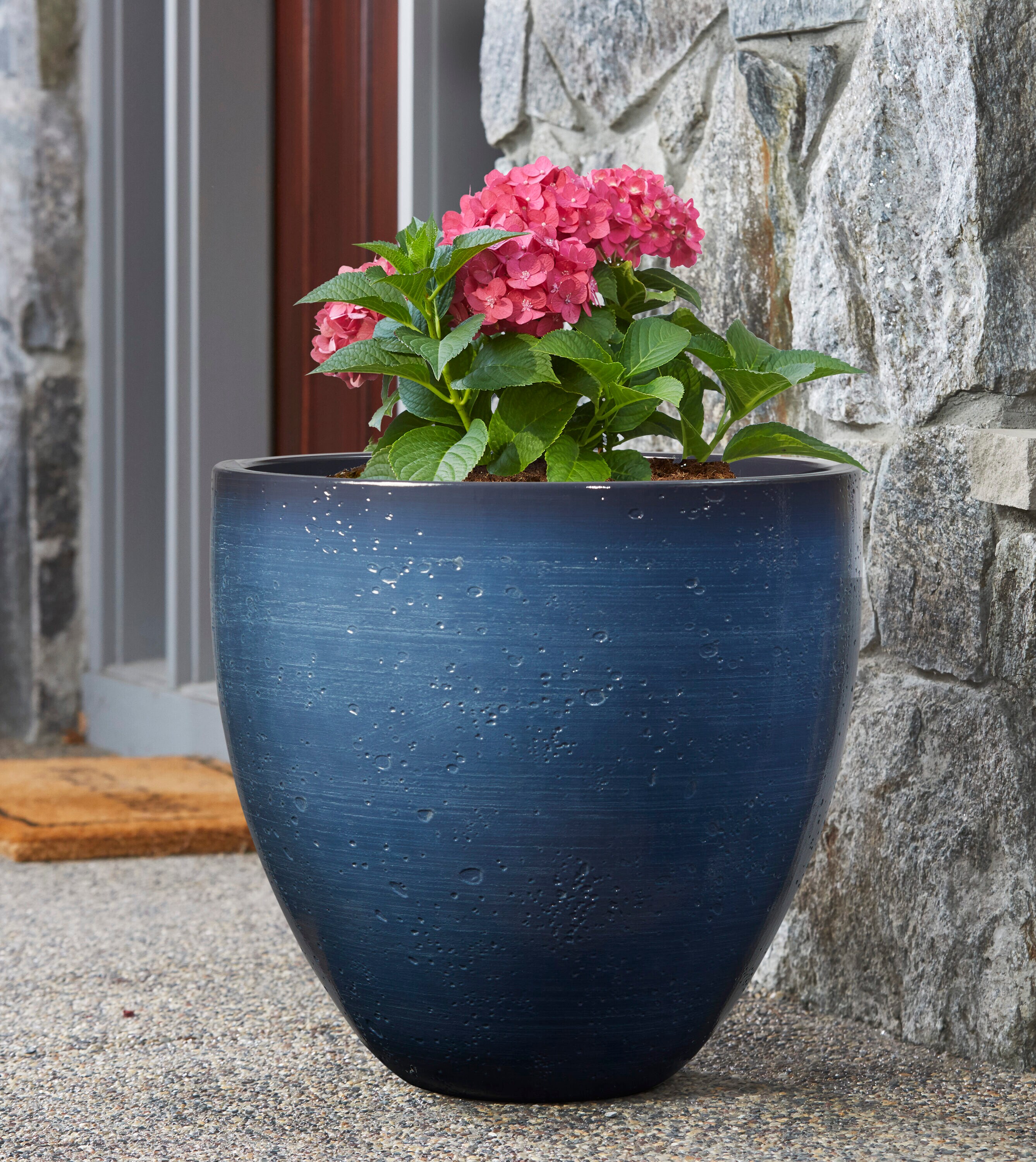 allen + roth 15.6-in W x 14.4-in H Blue Ceramic Indoor/Outdoor Planter in  the Pots & Planters department at