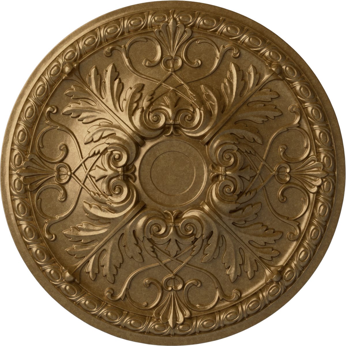 Ekena Millwork CM32TNPAS Tristan 32.375-in W x 32.375-in L Painted Pale Gold Polyurethane Whole Ceiling Medallion