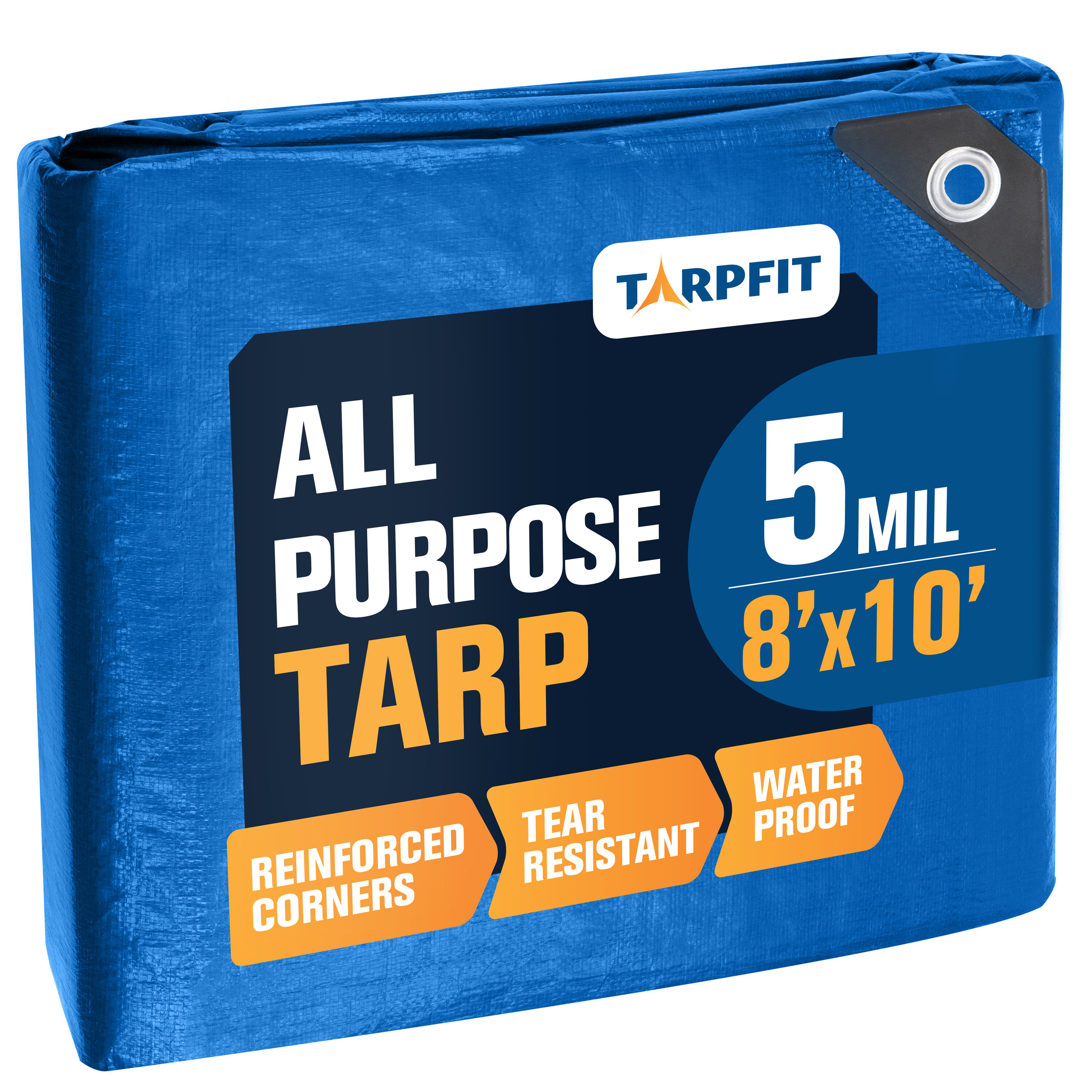 TARPFIT 8-ft x 10-ft Blue Waterproof Commercial Polyethylene 5-mil Tarp #T5F-BL810