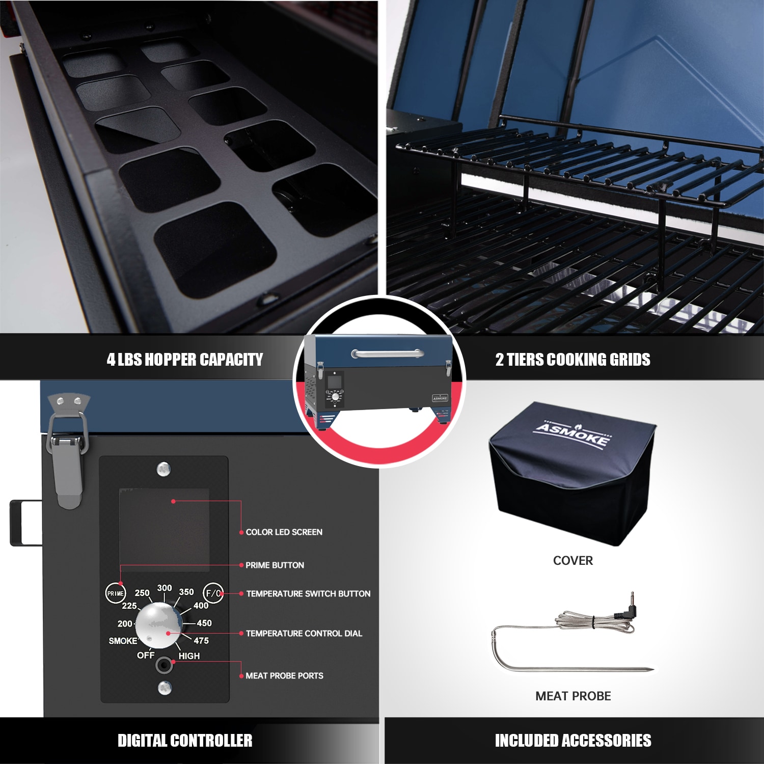 ASMOKE Foldable Grill Table