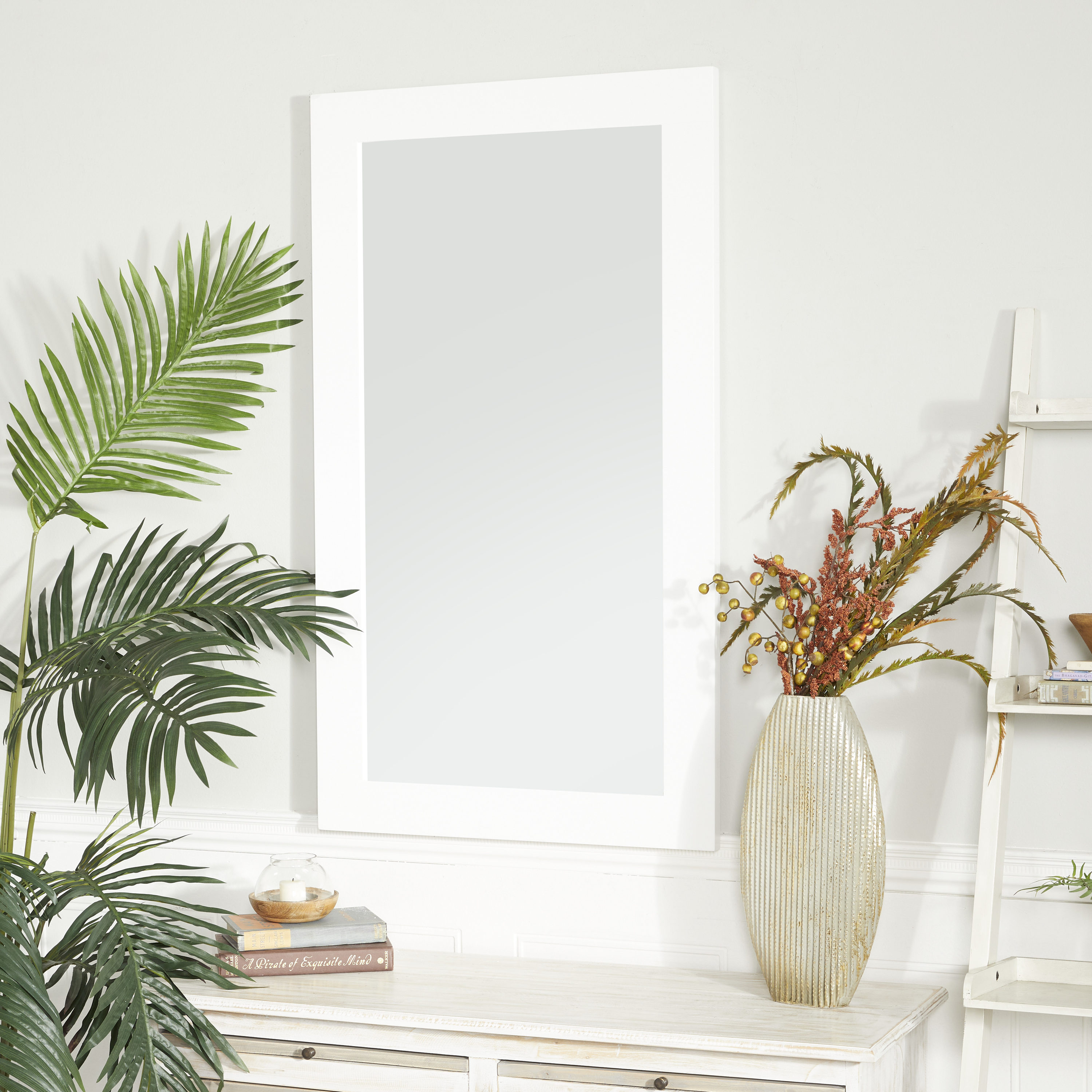 Grayson Lane 23262 24-Inches W x 42.0-Inches H Rectangle White Framed Wall Mirror