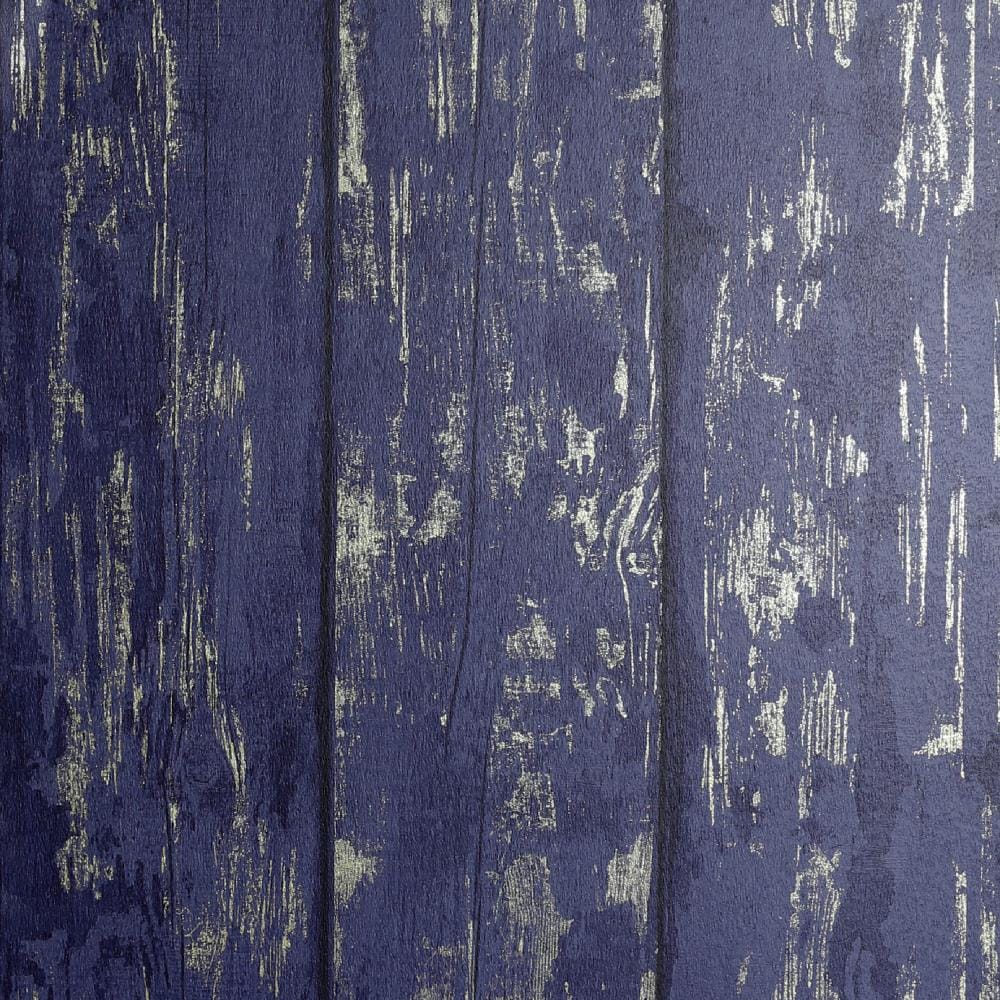 Chevron Wood Panel wallpaper in navy blue