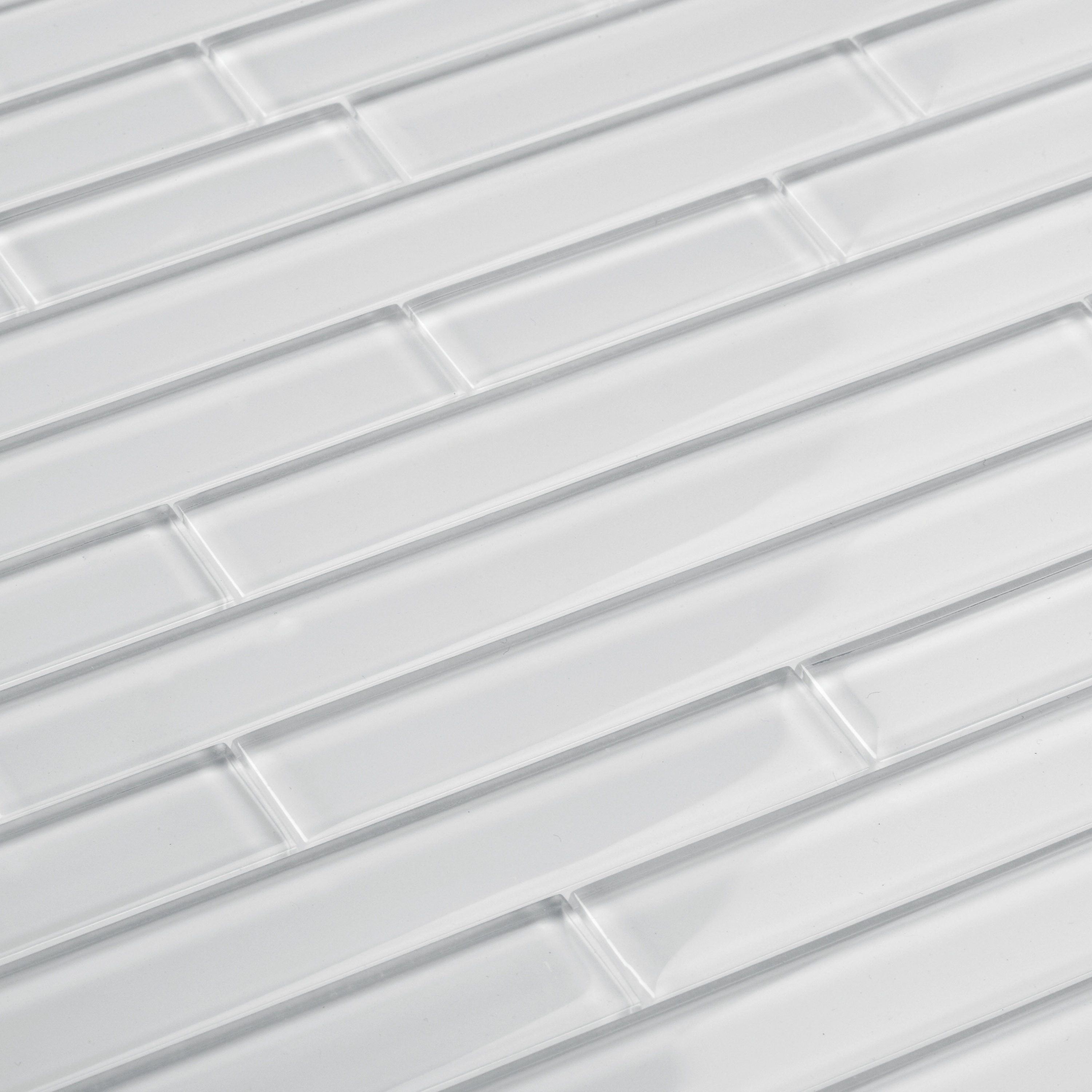 SpeedTiles (Sample) Serenity White 4-in x 4-in Glossy Glass Linear ...