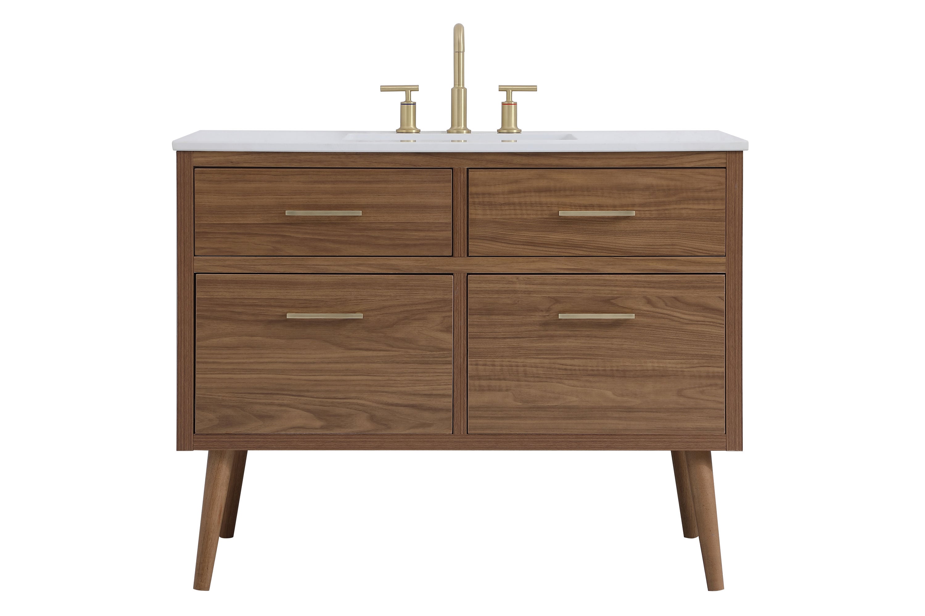 Elegant Decor Home Furnishing 42-in Walnut Brown Undermount Single Sink ...