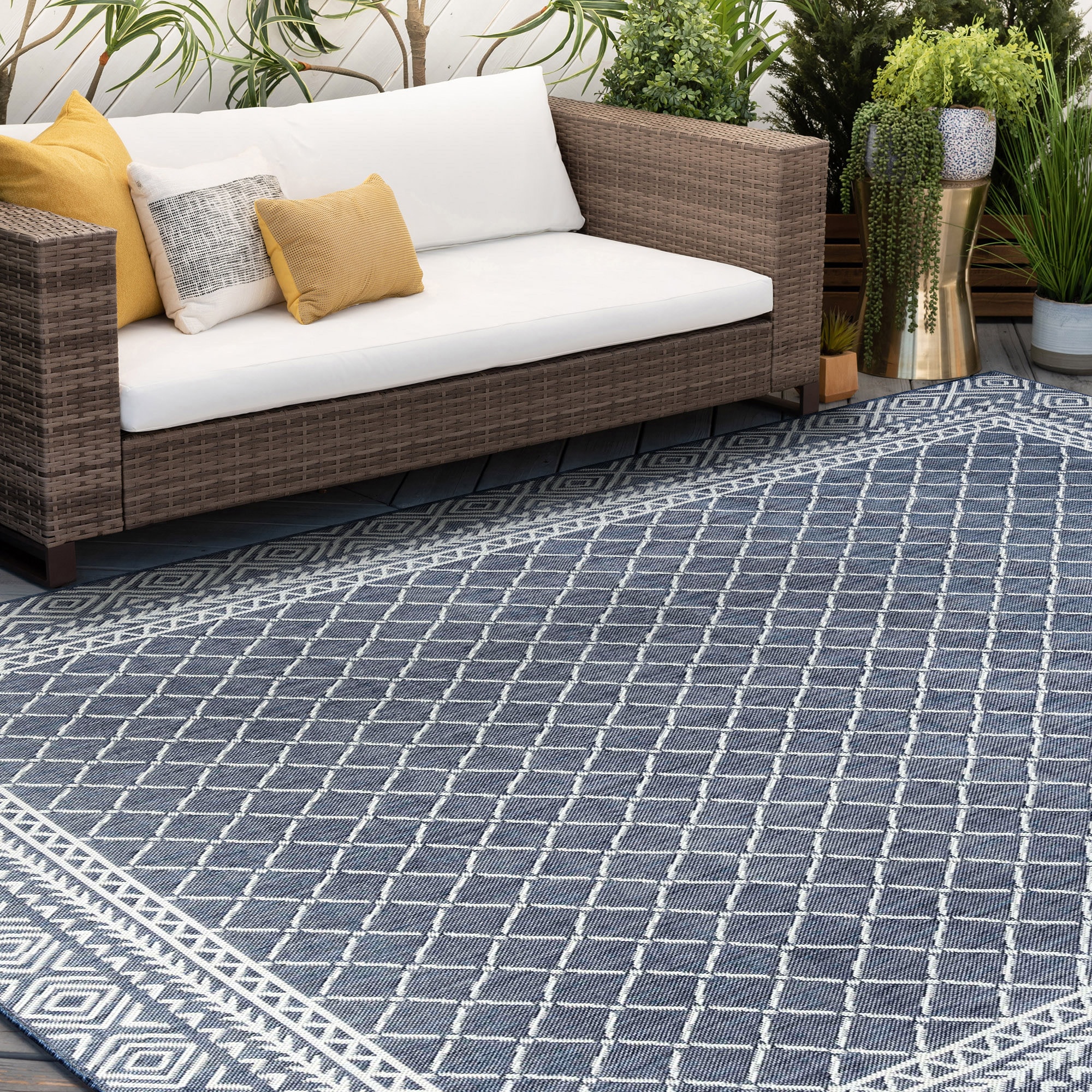 Tayse Eco 8 X 10 (ft) Navy Indoor/Outdoor Area Rug in the Rugs