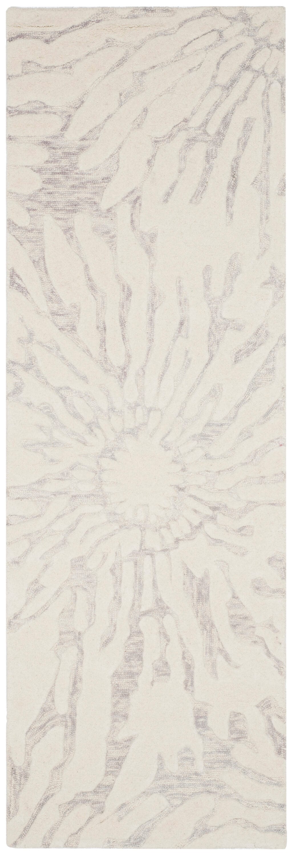 Hand-Tufted Silver and Ivory Wool Runner Rug 2'3" x 7'