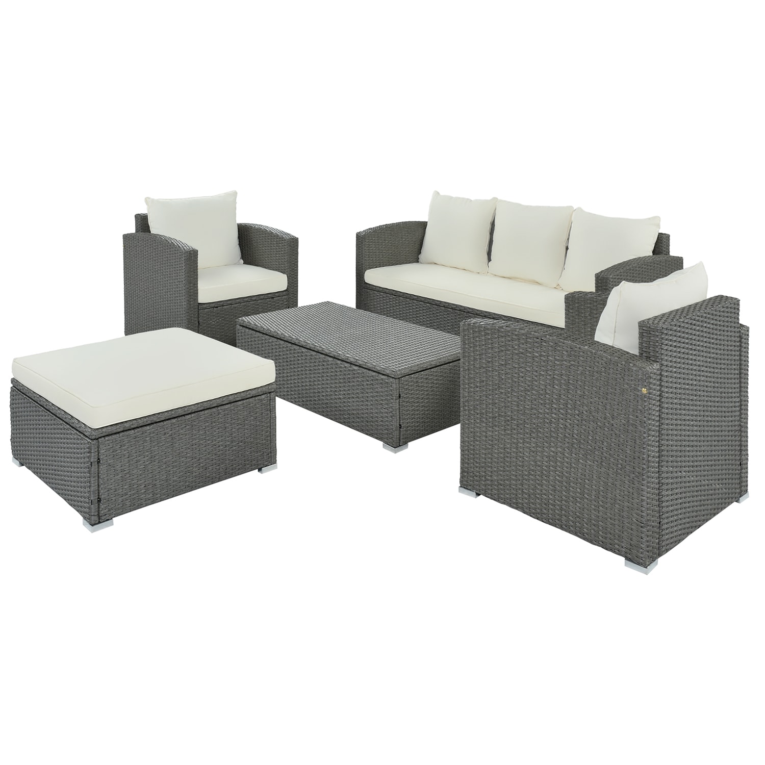 SINOFURN Outdoor Patio All-Weather PE Wicker Rattan Sectional Sofa Set ...