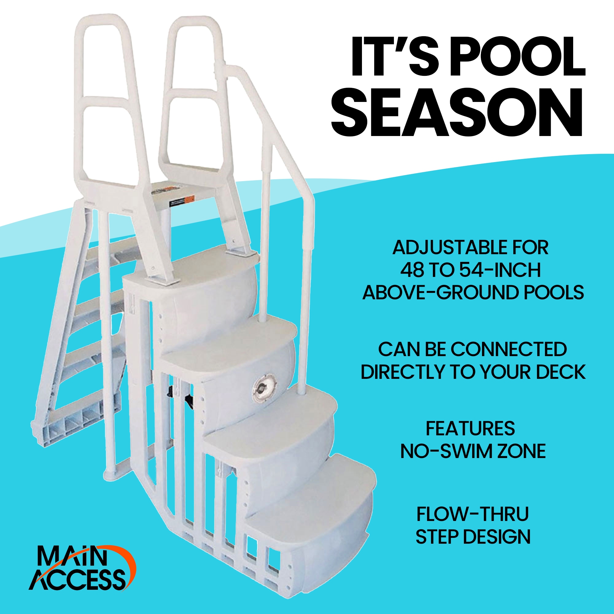 Main Access 54 In Plastic A Frame Pool Ladder Hand Rail 30303 At 7543